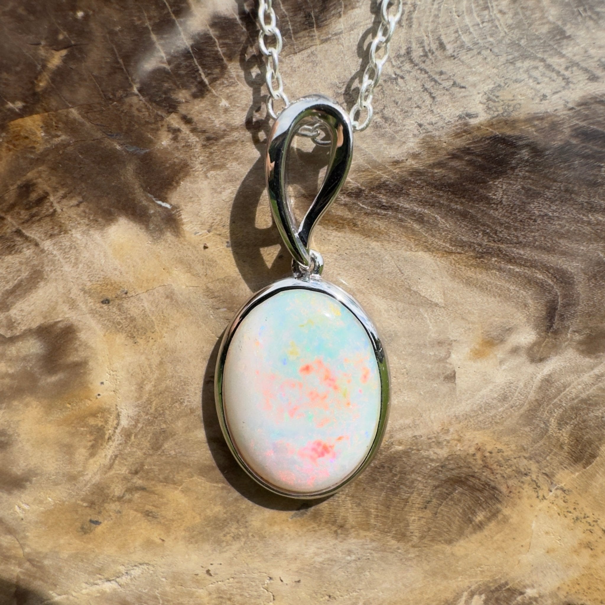 3.3ct Coober Pedy Opal Pendant Necklace ~ 'Chambers Gorge Ember' | 925 Sterling Silver | Solid Australian Opal