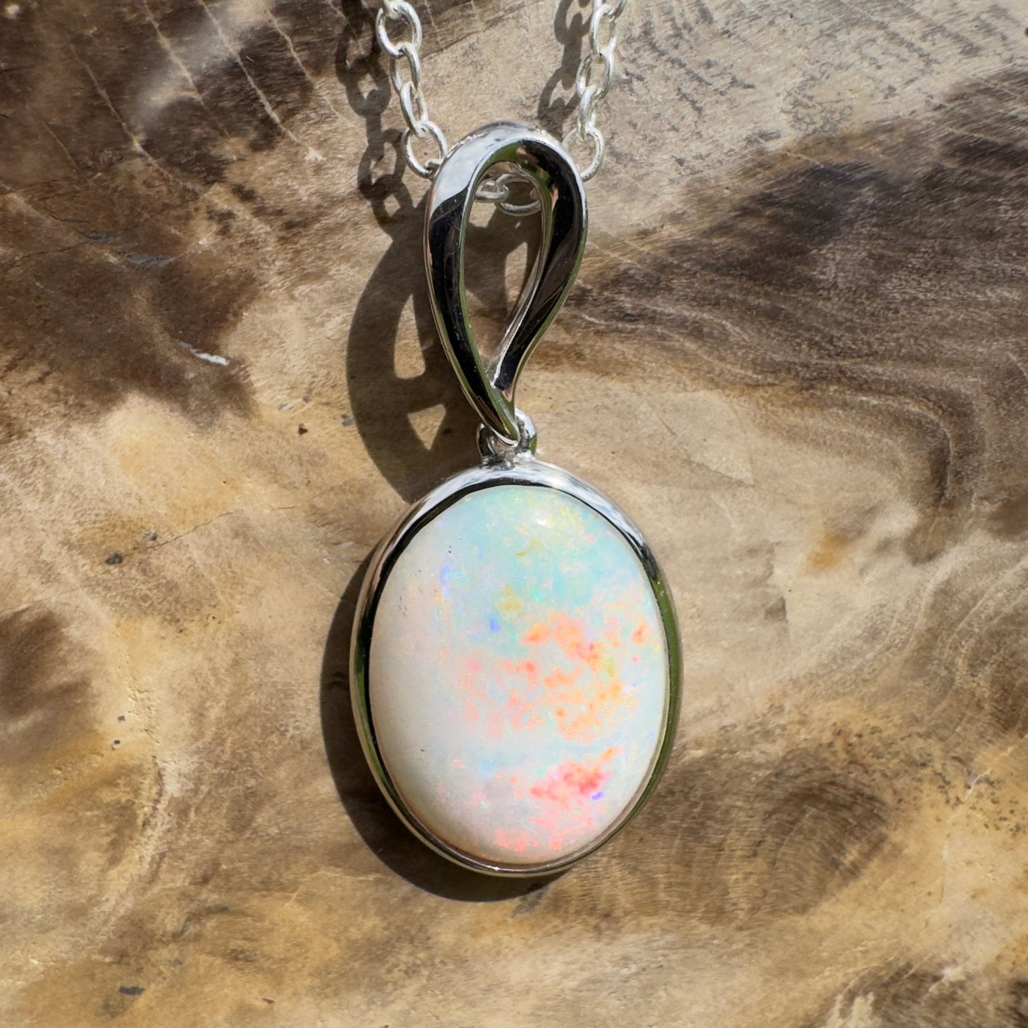 3.3ct Coober Pedy Opal Pendant Necklace ~ 'Chambers Gorge Ember' | 925 Sterling Silver | Solid Australian Opal