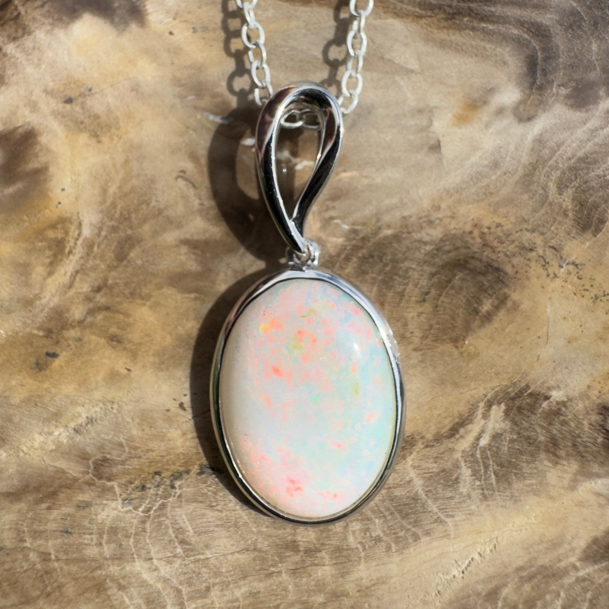 3.3ct Coober Pedy Opal Pendant Necklace ~ 'Chambers Gorge Ember' | 925 Sterling Silver | Solid Australian Opal