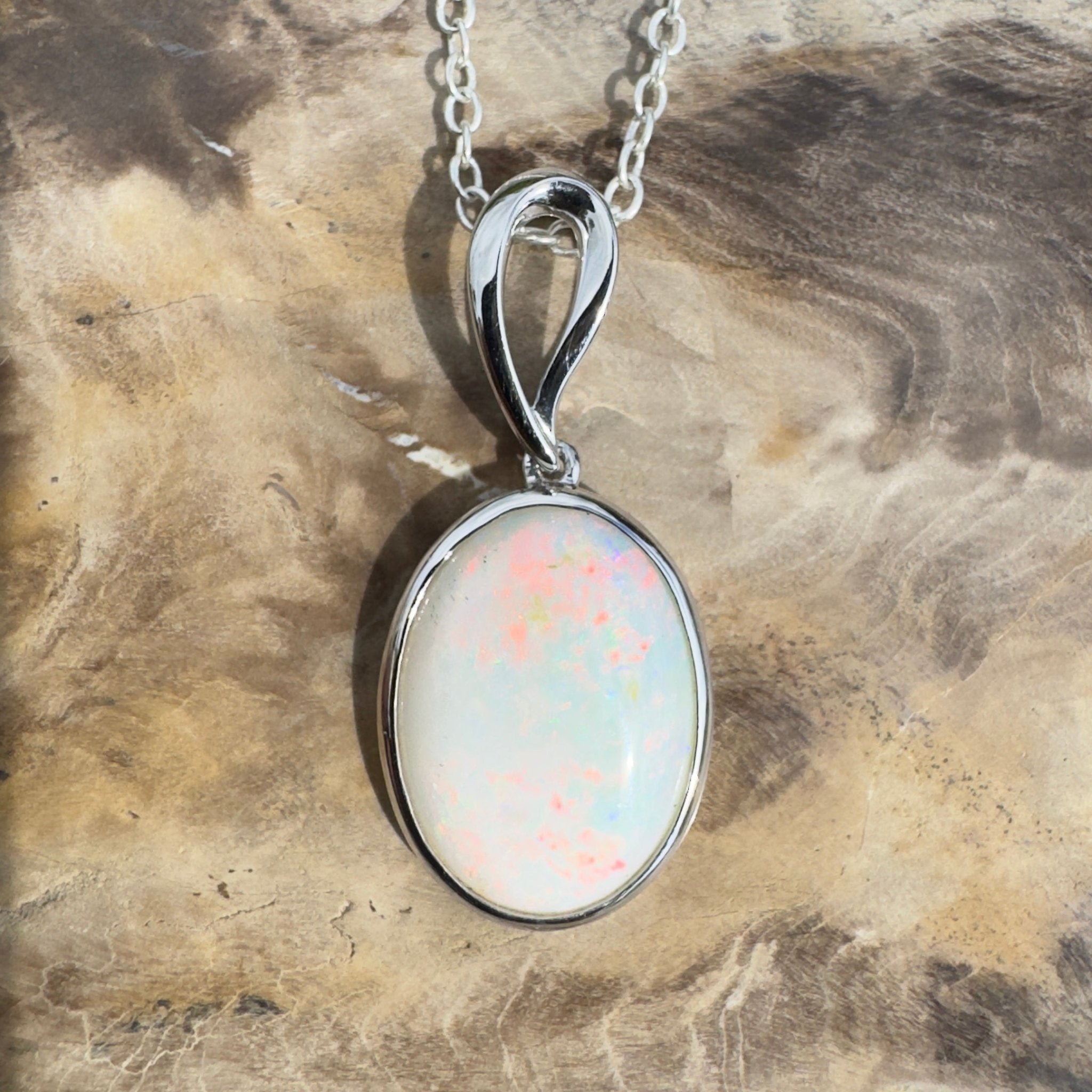 3.3ct Coober Pedy Opal Pendant Necklace ~ 'Chambers Gorge Ember' | 925 Sterling Silver | Solid Australian Opal
