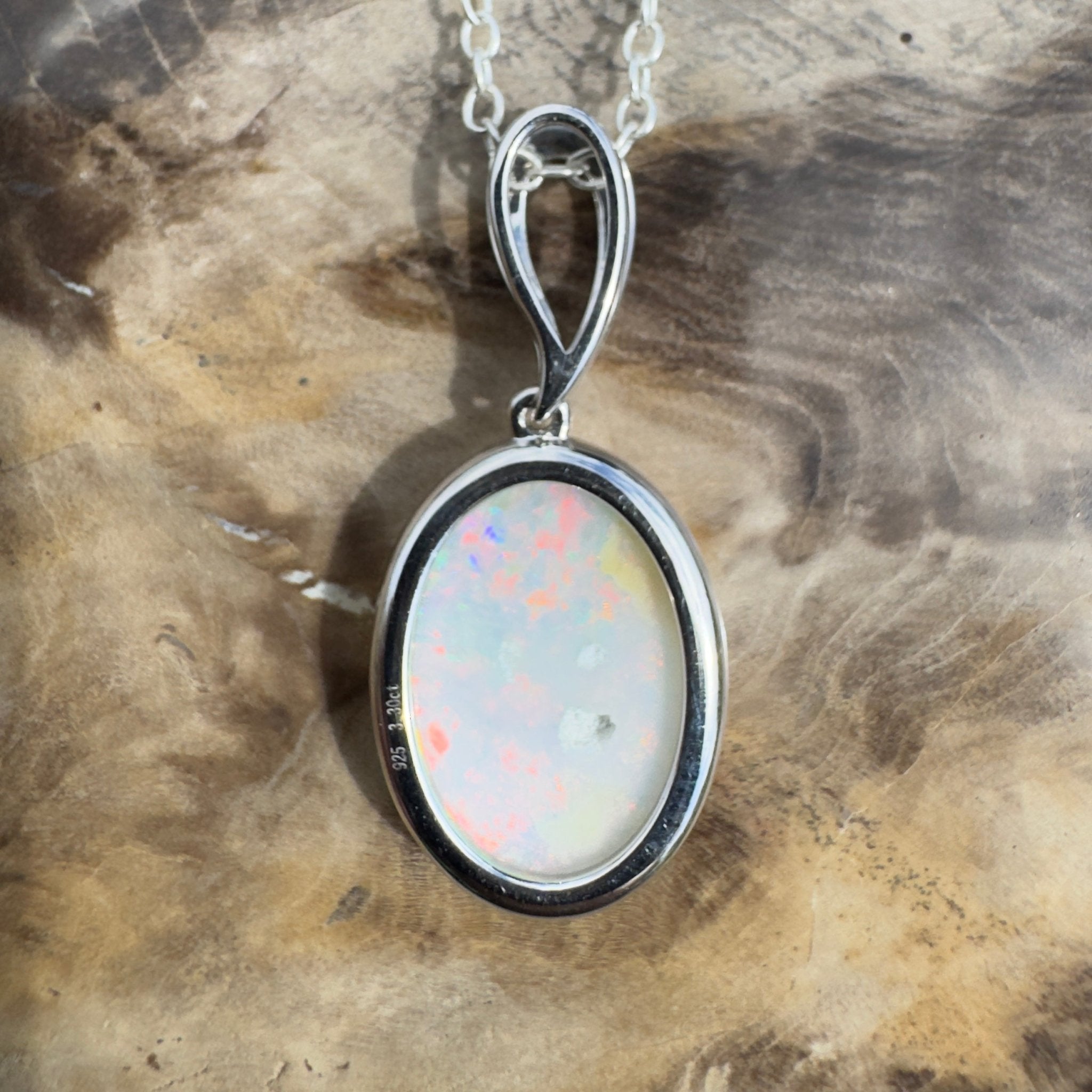3.3ct Coober Pedy Opal Pendant Necklace ~ 'Chambers Gorge Ember' | 925 Sterling Silver | Solid Australian Opal