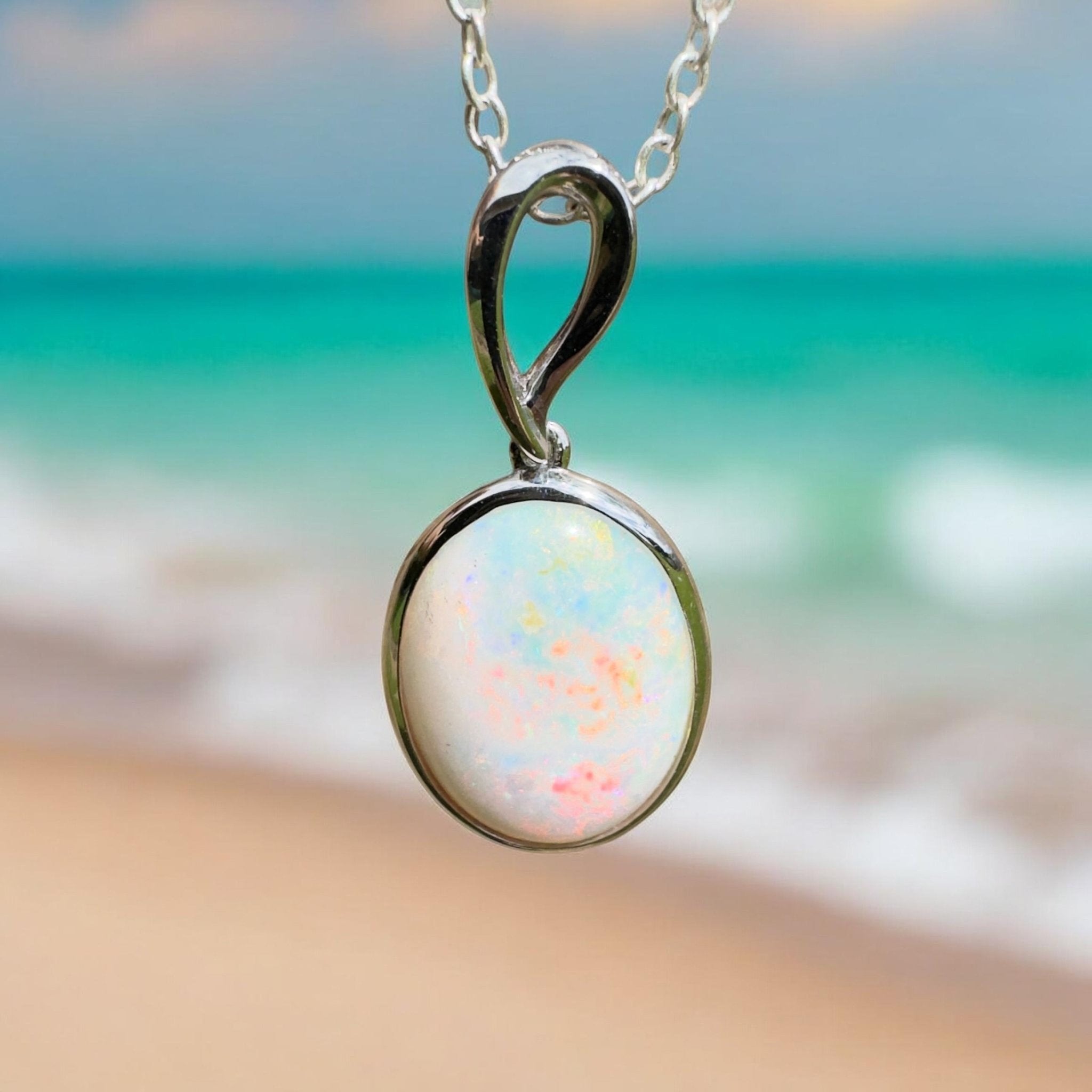 3.3ct Coober Pedy Opal Pendant Necklace ~ 'Chambers Gorge Ember' | 925 Sterling Silver | Solid Australian Opal