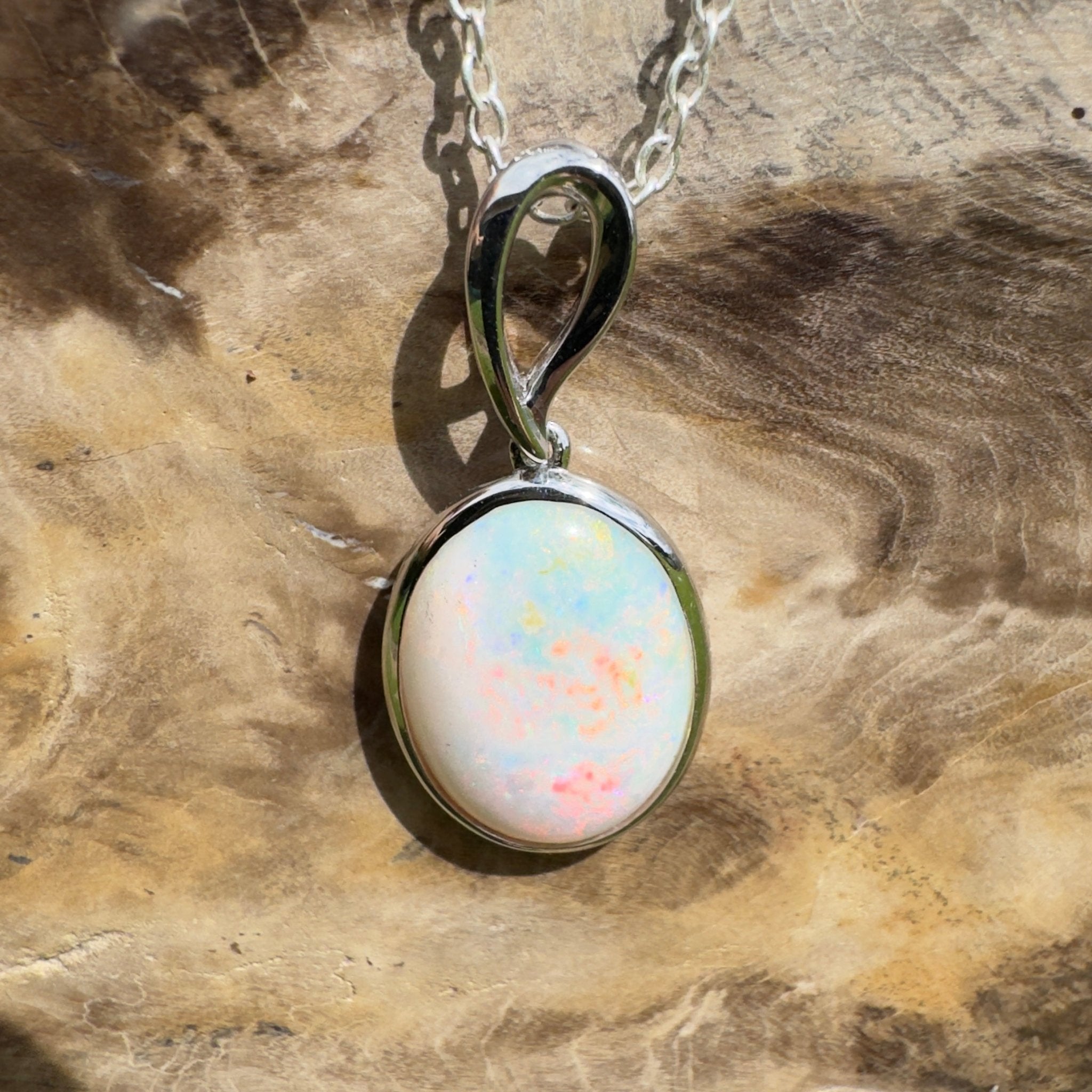 3.3ct Coober Pedy Opal Pendant Necklace ~ 'Chambers Gorge Ember' | 925 Sterling Silver | Solid Australian Opal
