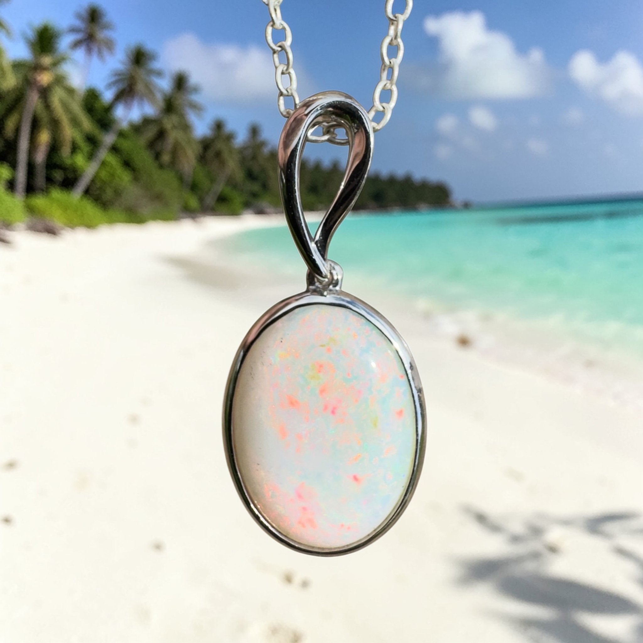 3.3ct Coober Pedy Opal Pendant Necklace ~ 'Chambers Gorge Ember' | 925 Sterling Silver | Solid Australian Opal