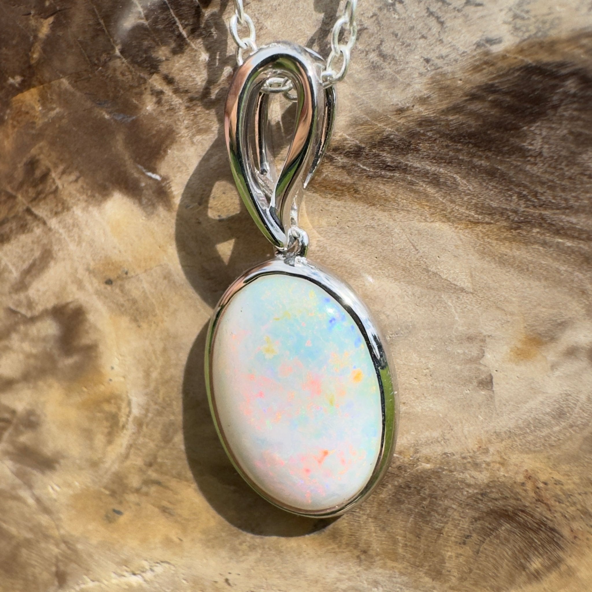 3.3ct Coober Pedy Opal Pendant Necklace ~ 'Chambers Gorge Ember' | 925 Sterling Silver | Solid Australian Opal