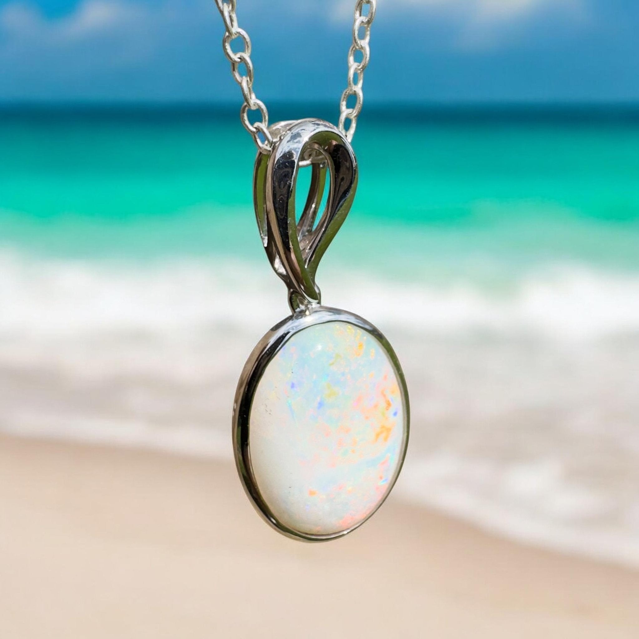 3.3ct Coober Pedy Opal Pendant Necklace ~ 'Chambers Gorge Ember' | 925 Sterling Silver | Solid Australian Opal