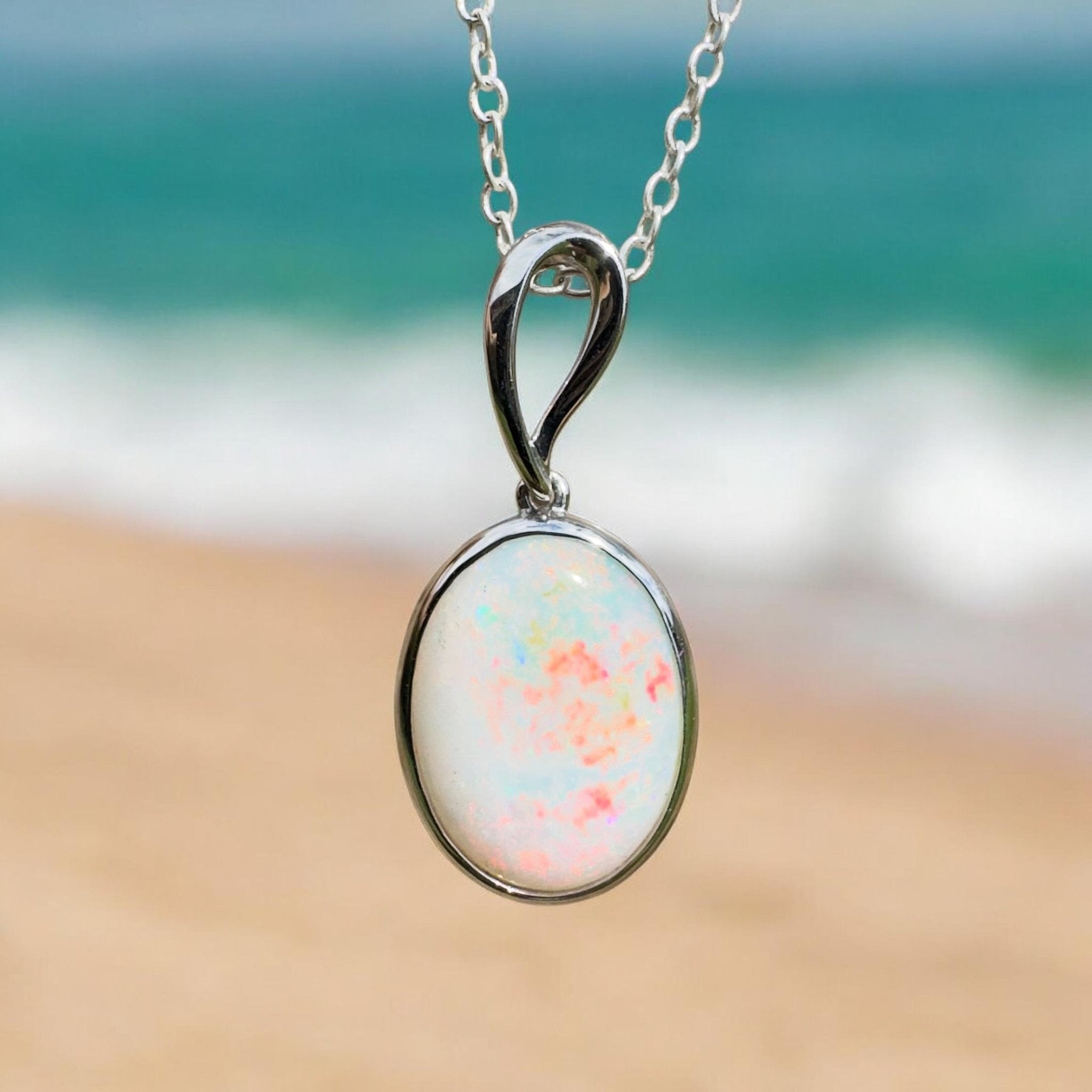 3.3ct Coober Pedy Opal Pendant Necklace ~ 'Chambers Gorge Ember' | 925 Sterling Silver | Solid Australian Opal