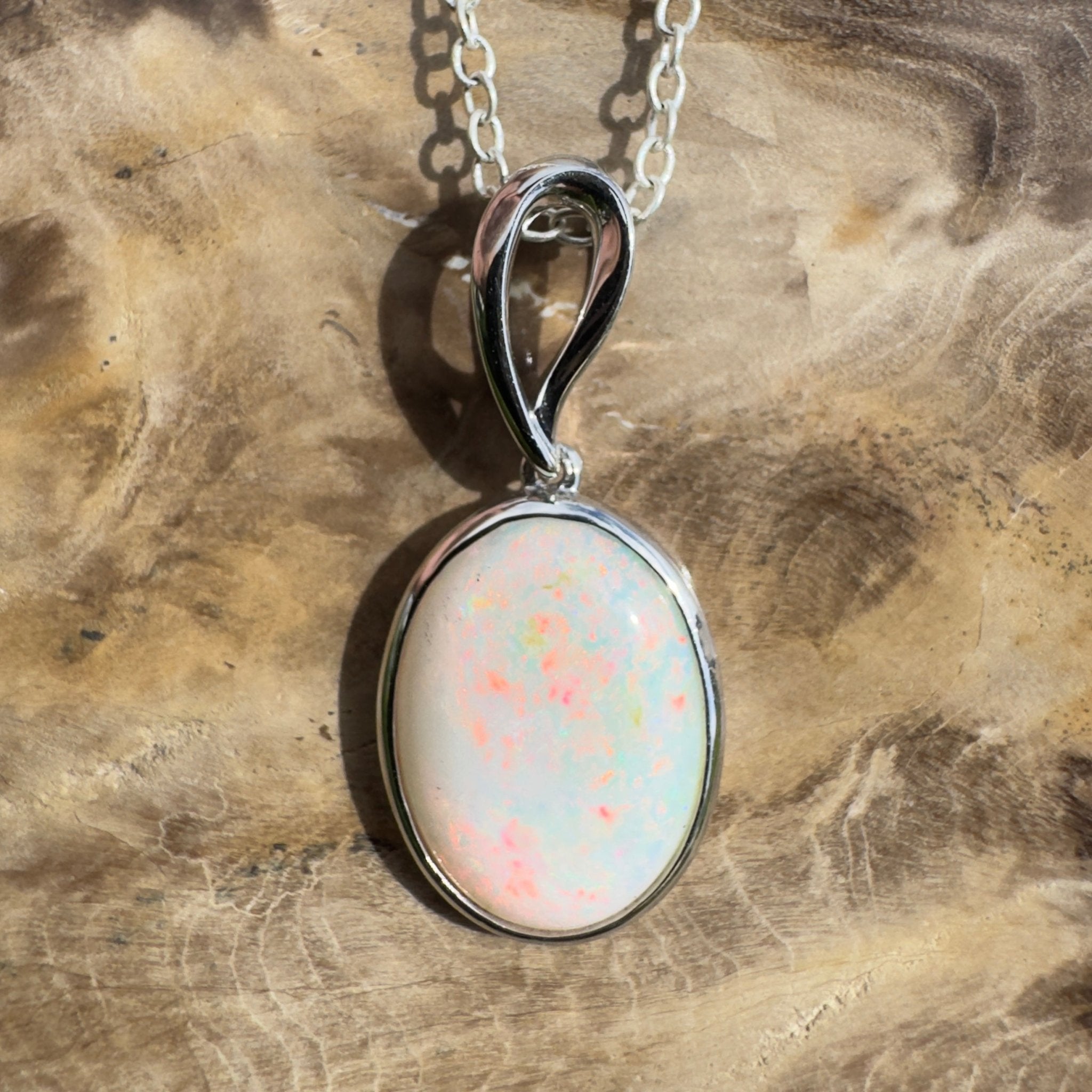 3.3ct Coober Pedy Opal Pendant Necklace ~ 'Chambers Gorge Ember' | 925 Sterling Silver | Solid Australian Opal