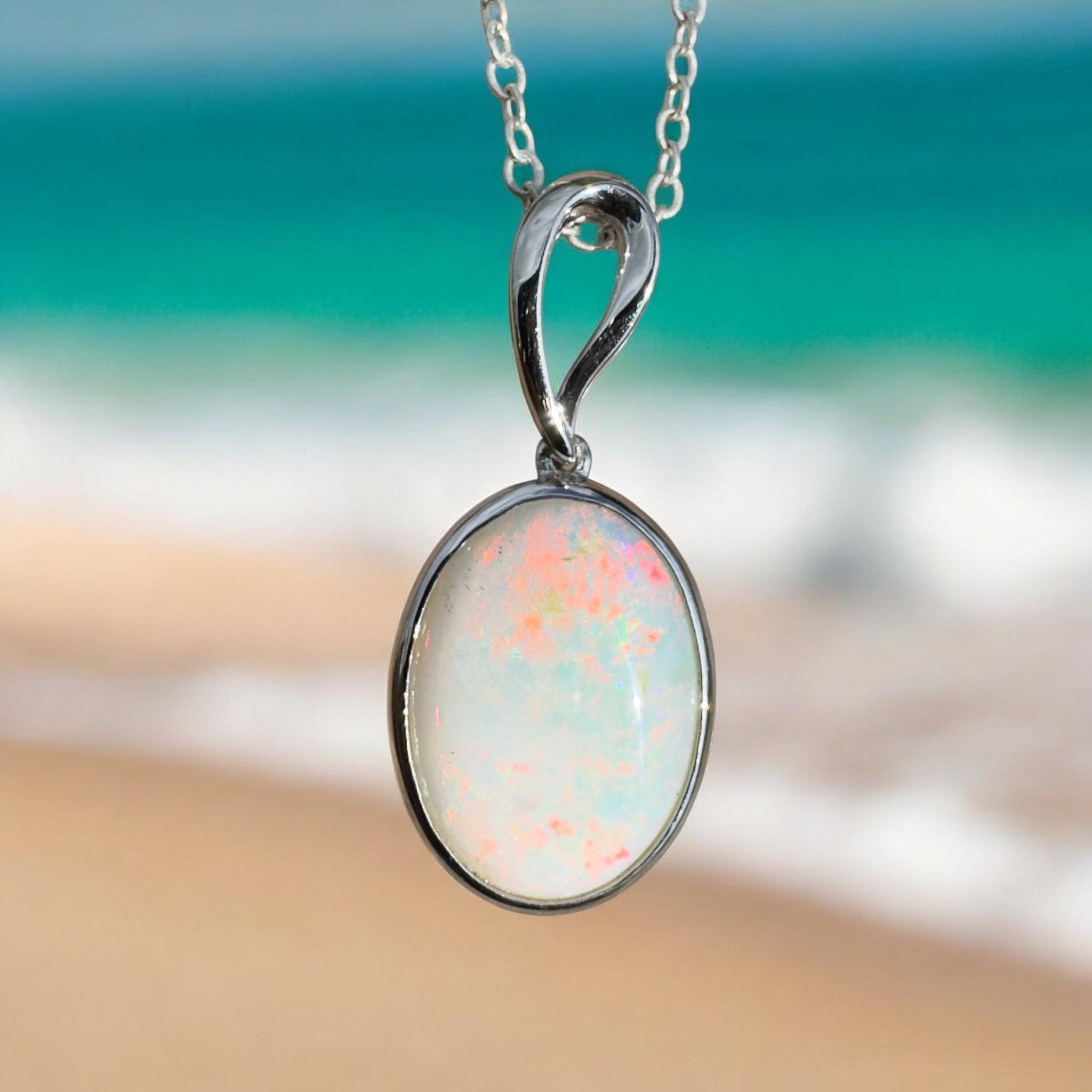 3.3ct Coober Pedy Opal Pendant Necklace ~ 'Chambers Gorge Ember' | 925 Sterling Silver | Solid Australian Opal
