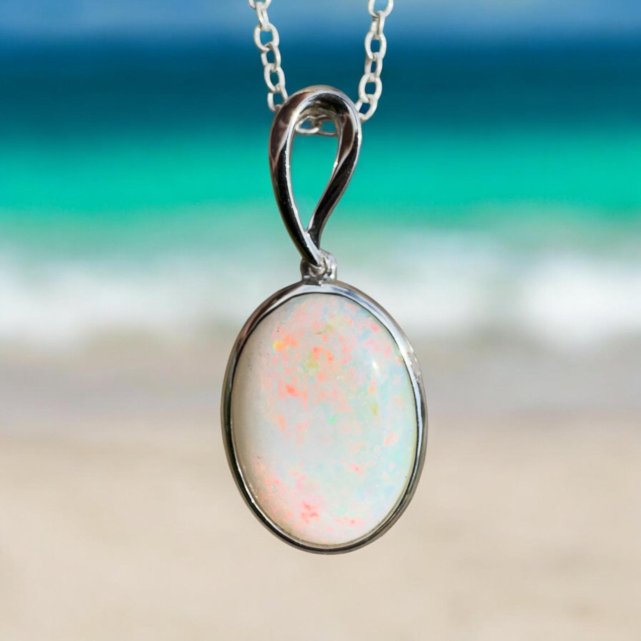 3.3ct Coober Pedy Opal Pendant Necklace ~ 'Chambers Gorge Ember' | 925 Sterling Silver | Solid Australian Opal