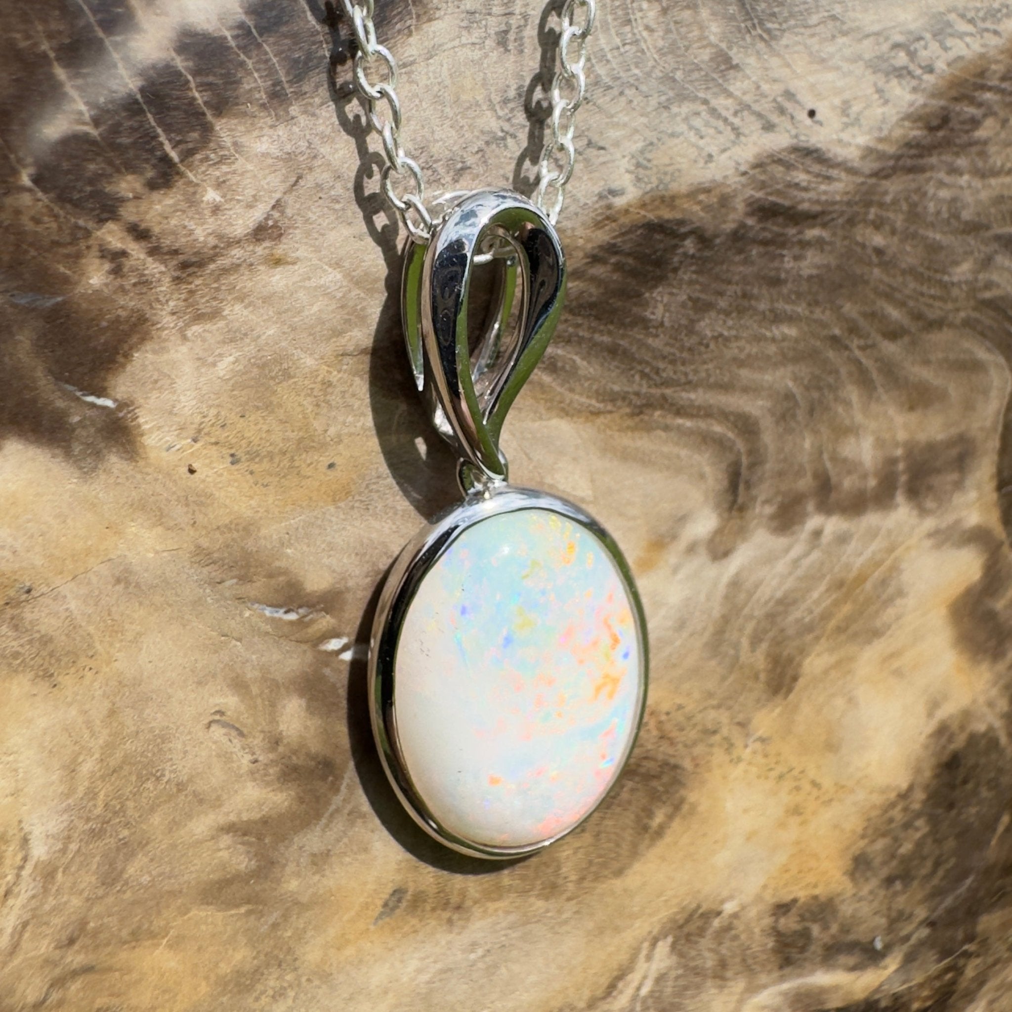 3.3ct Coober Pedy Opal Pendant Necklace ~ 'Chambers Gorge Ember' | 925 Sterling Silver | Solid Australian Opal