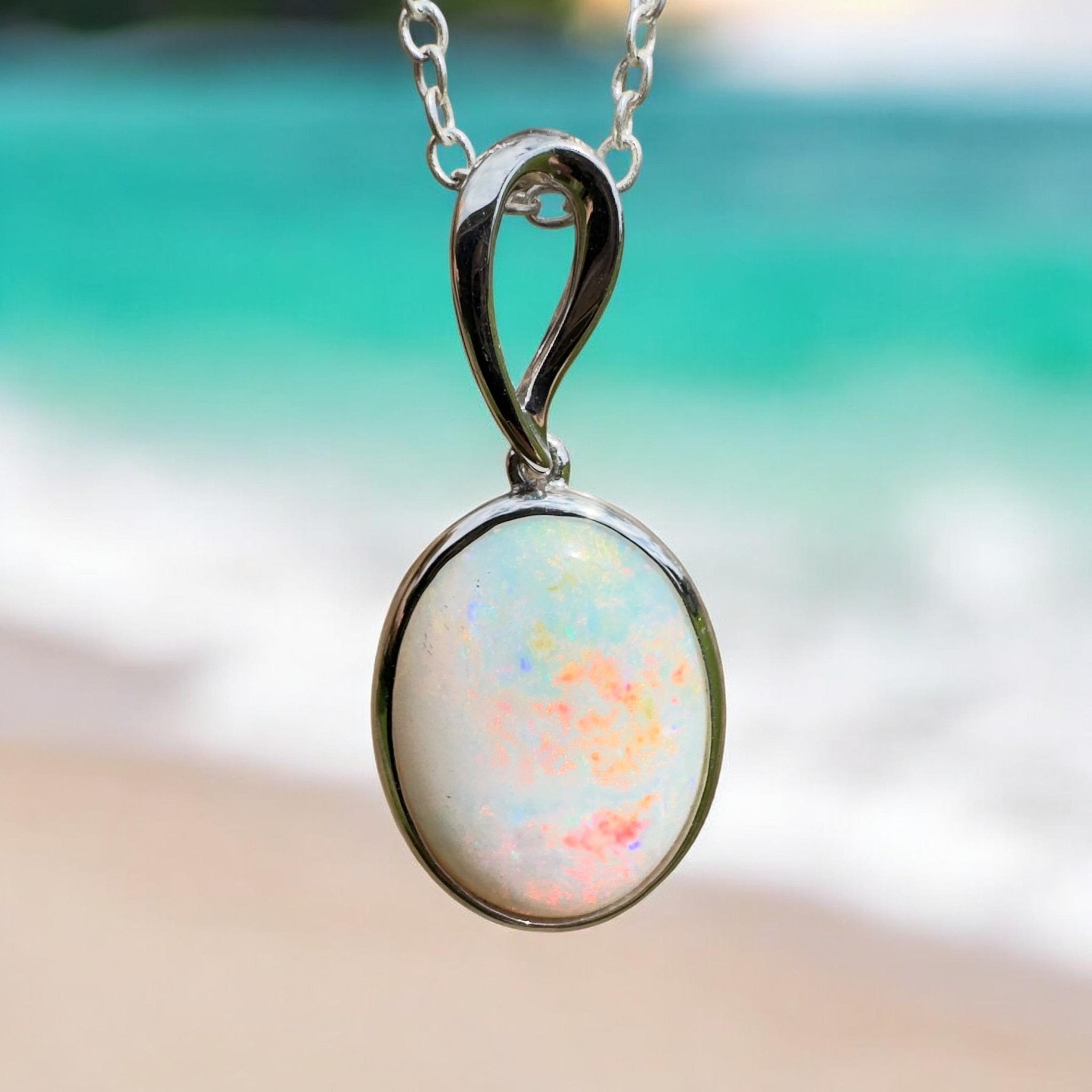 3.3ct Coober Pedy Opal Pendant Necklace ~ 'Chambers Gorge Ember' | 925 Sterling Silver | Solid Australian Opal