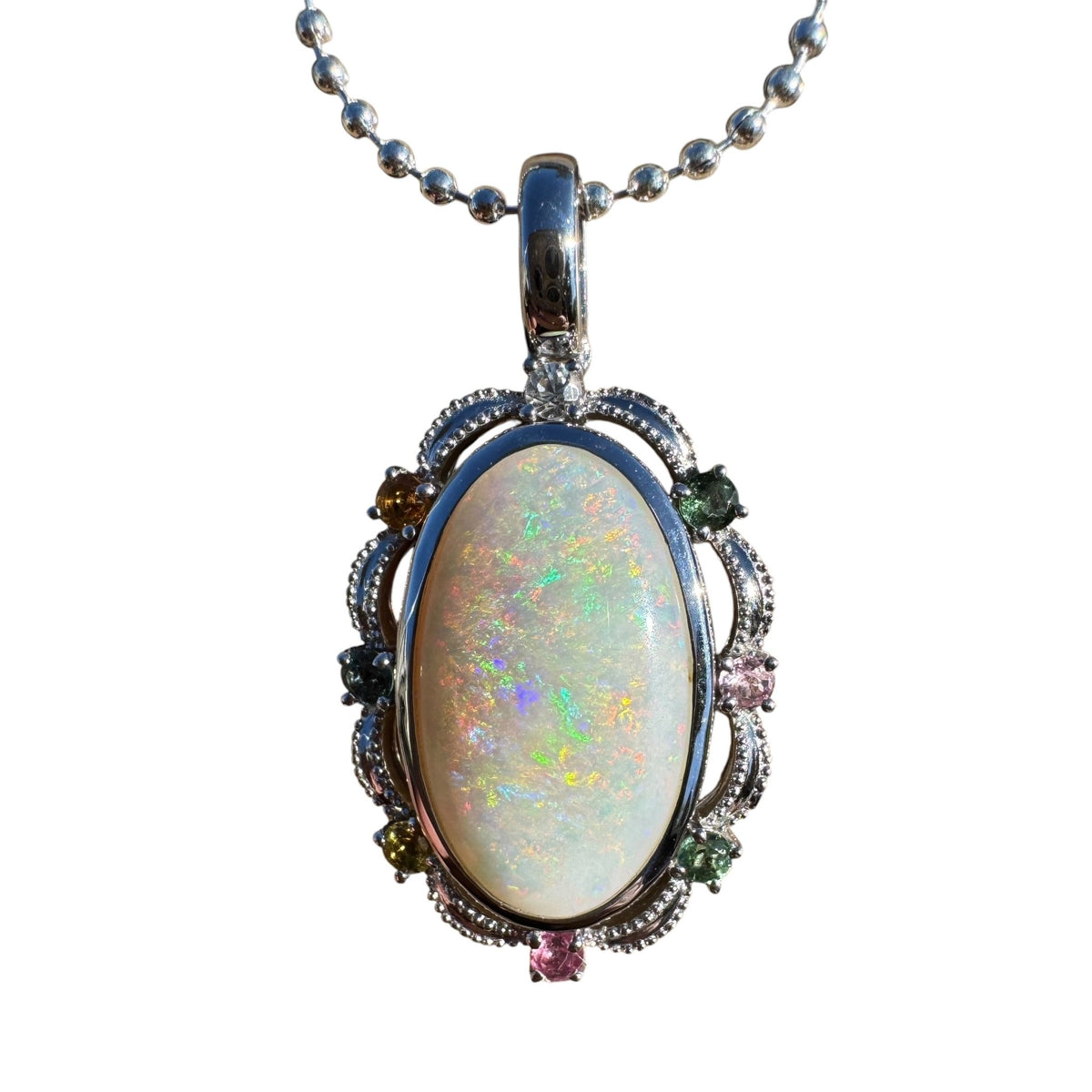 3.4ct Coober Pedy Opal Pendant Necklace ~ 'Fitzgerald Coast Glow' | 925 Sterling Silver | Solid Australian Opal