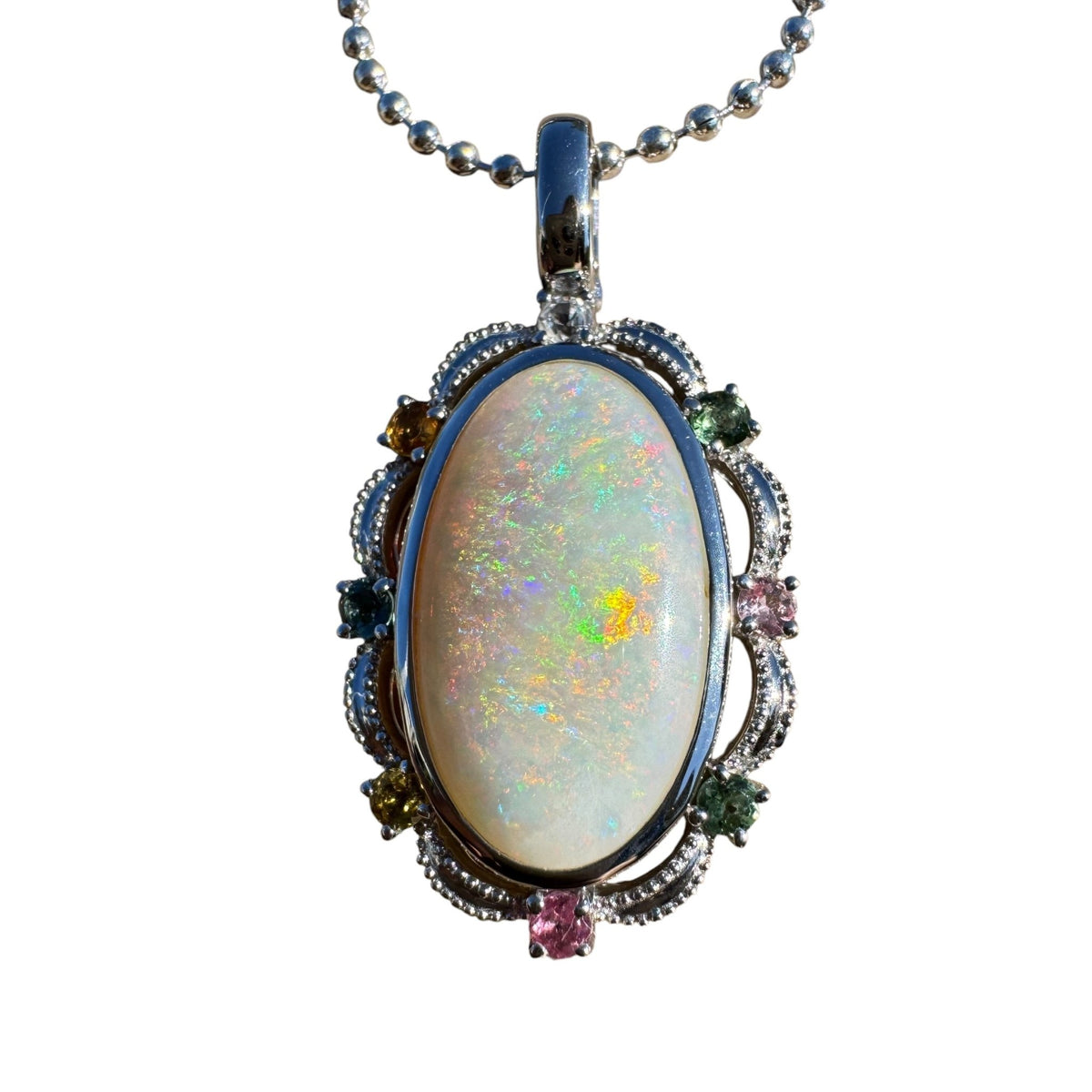 3.4ct Coober Pedy Opal Pendant Necklace ~ 'Fitzgerald Coast Glow' | 925 Sterling Silver | Solid Australian Opal