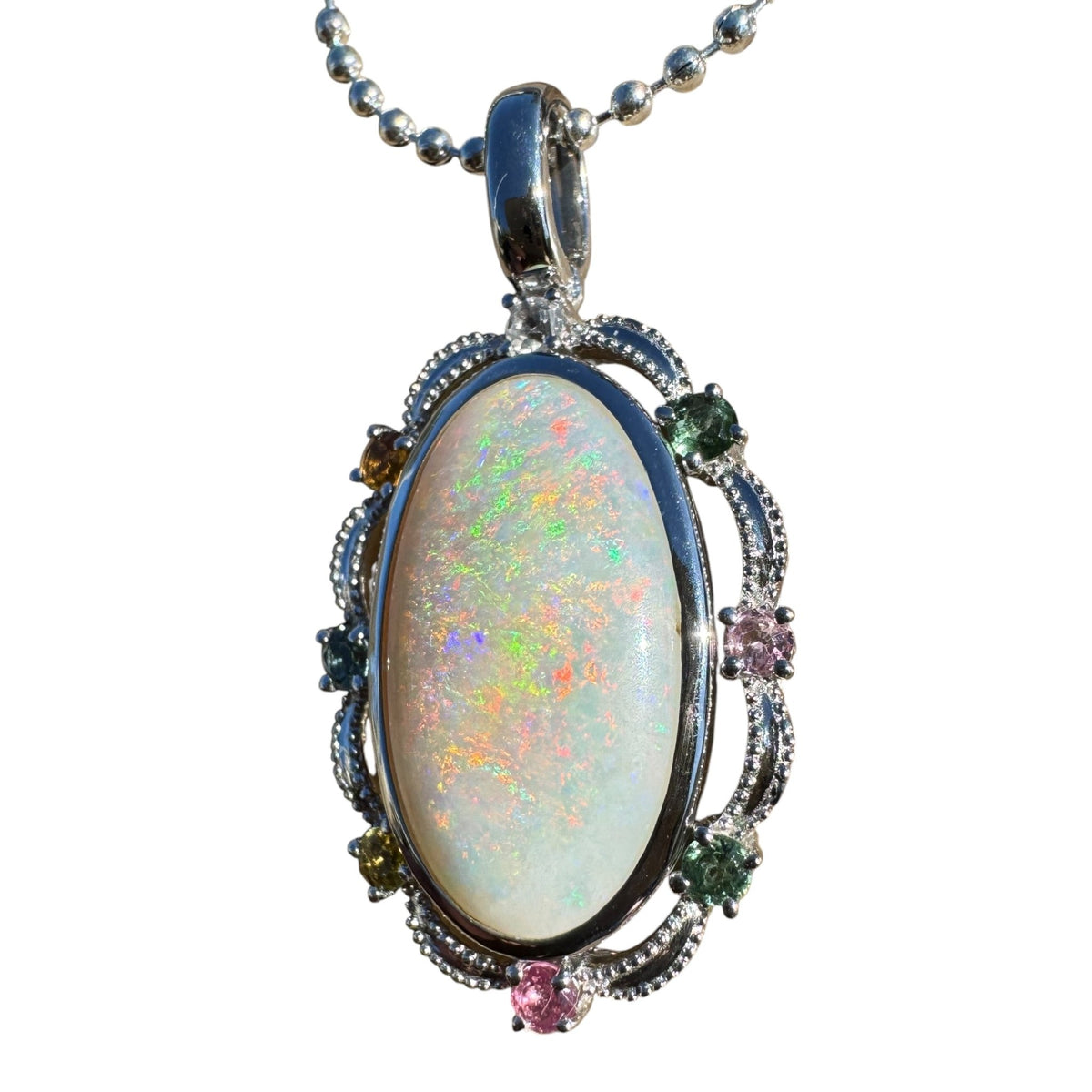 3.4ct Coober Pedy Opal Pendant Necklace ~ 'Fitzgerald Coast Glow' | 925 Sterling Silver | Solid Australian Opal
