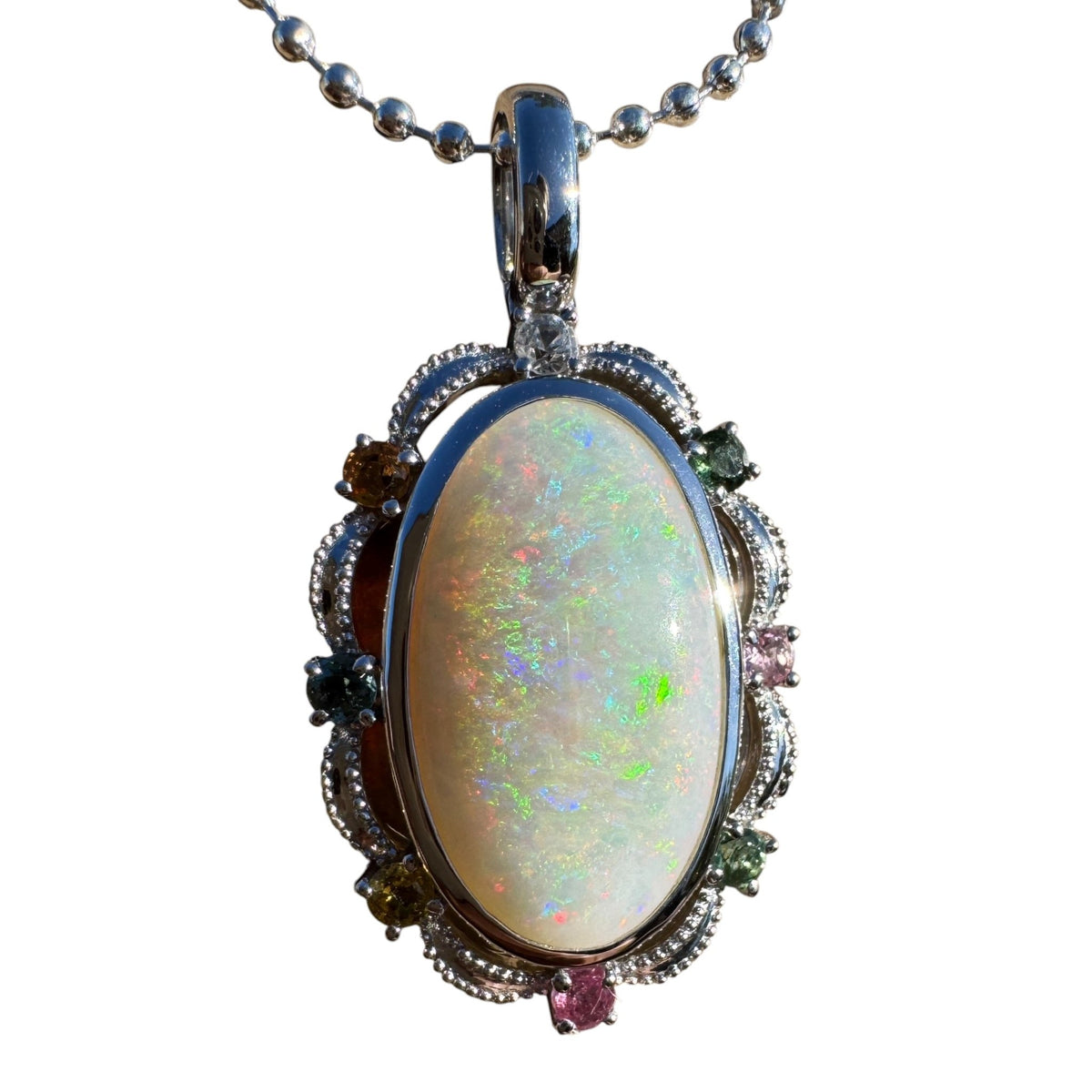 3.4ct Coober Pedy Opal Pendant Necklace ~ 'Fitzgerald Coast Glow' | 925 Sterling Silver | Solid Australian Opal
