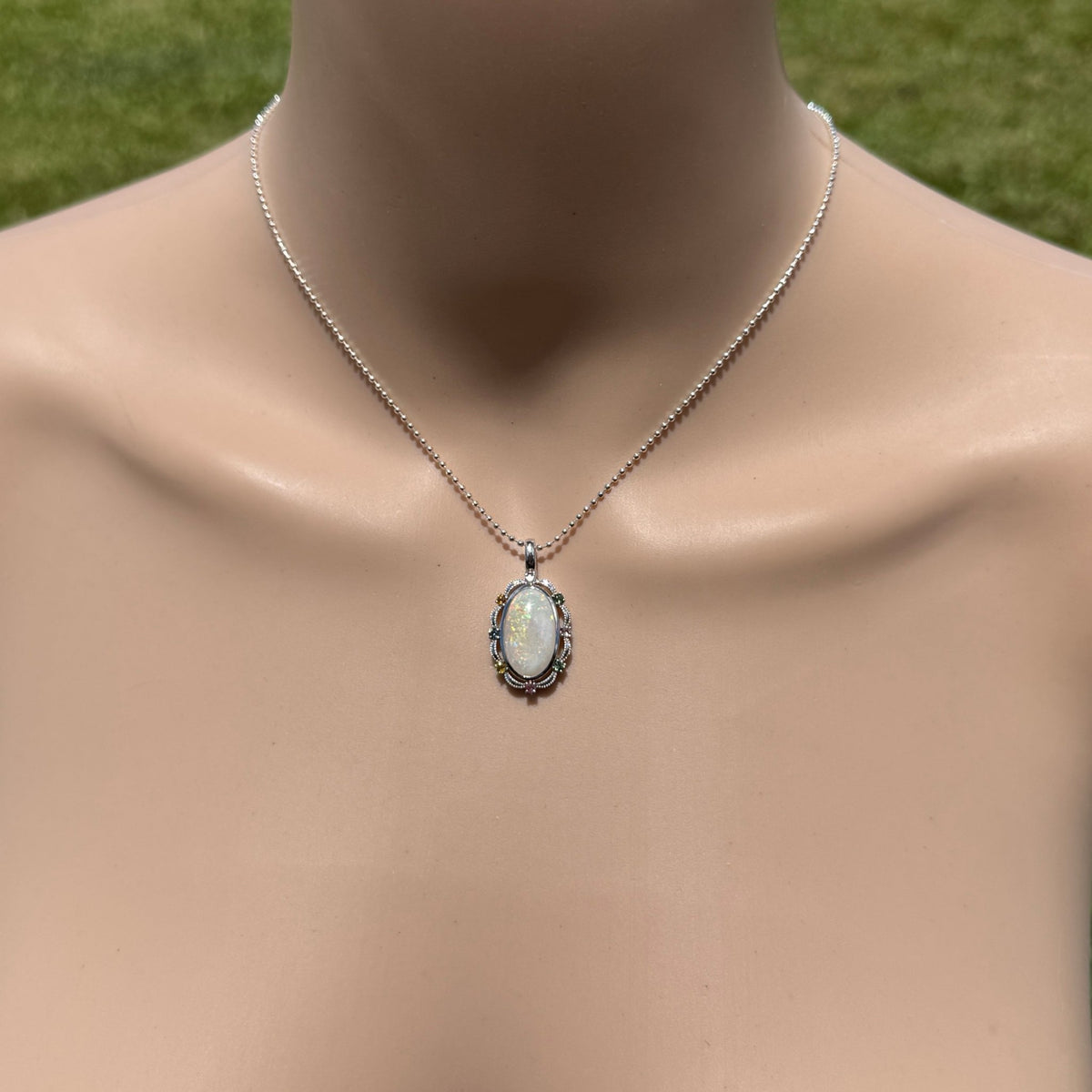3.4ct Coober Pedy Opal Pendant Necklace ~ 'Fitzgerald Coast Glow' | 925 Sterling Silver | Solid Australian Opal