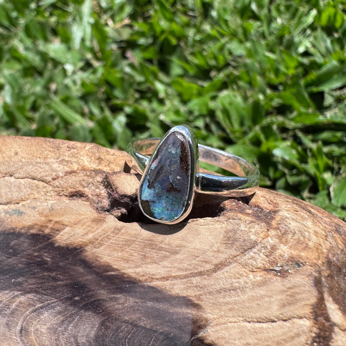 3.4ct Queensland Opal Ring ~ 'Freycinet Blues' | 925 Sterling Silver | Solid Australian Opal