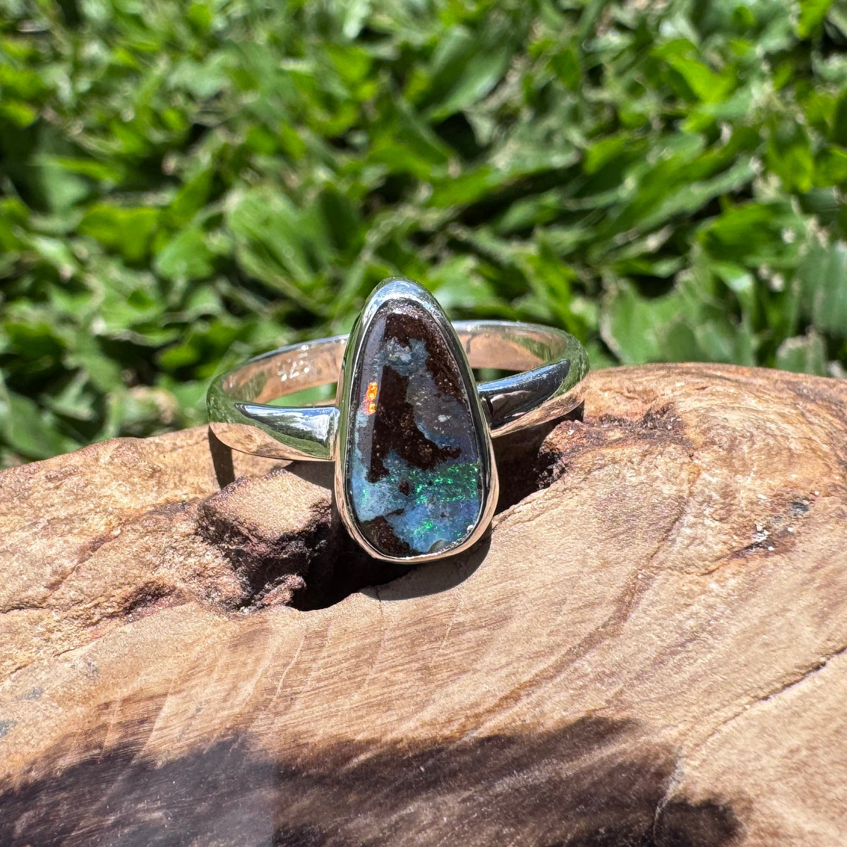 3.4ct Queensland Opal Ring ~ 'Freycinet Blues' | 925 Sterling Silver | Solid Australian Opal