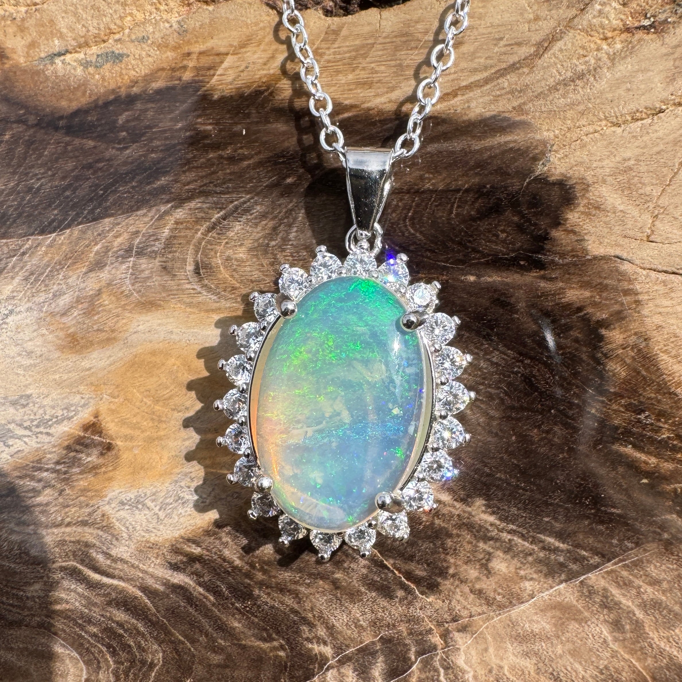 3.6ct Coober Pedy Crystal Opal Pendant Necklace ~ 'Numinbah Valley' | 925 Sterling Silver | Solid Australian Opal