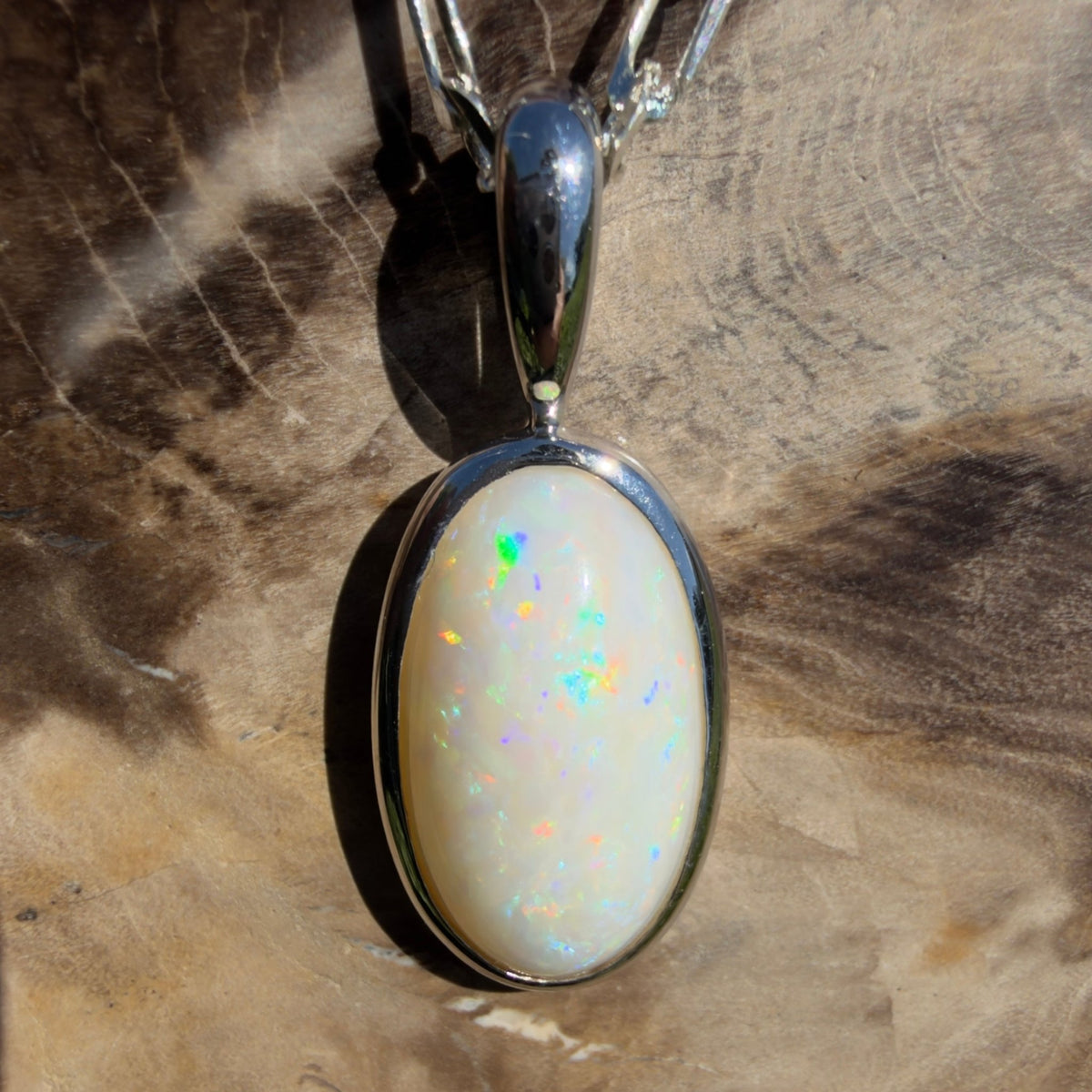 3.5ct Coober Pedy Opal Pendant Necklace ~ 'Lord Howe Spectrum' | 925 Sterling Silver | Solid Australian Opal