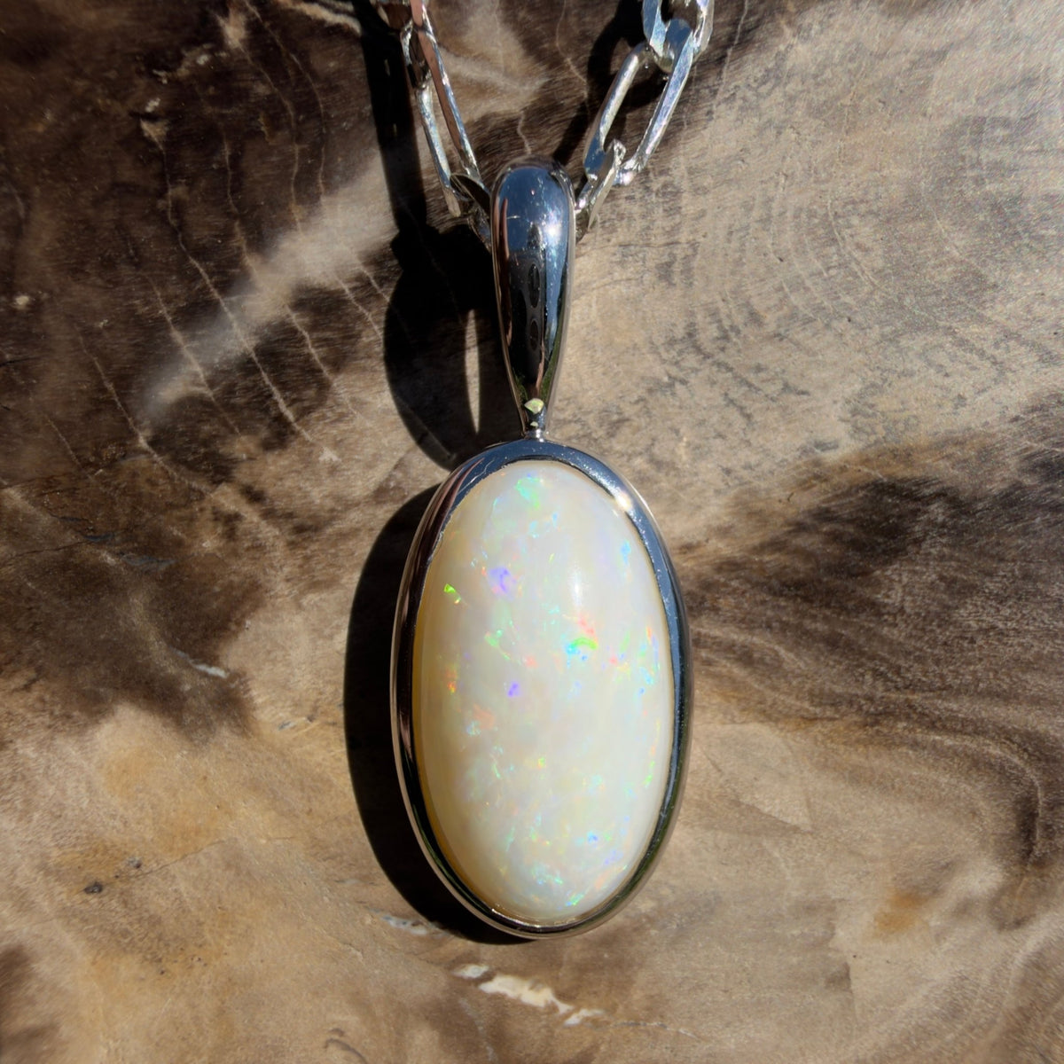 3.5ct Coober Pedy Opal Pendant Necklace ~ 'Lord Howe Spectrum' | 925 Sterling Silver | Solid Australian Opal