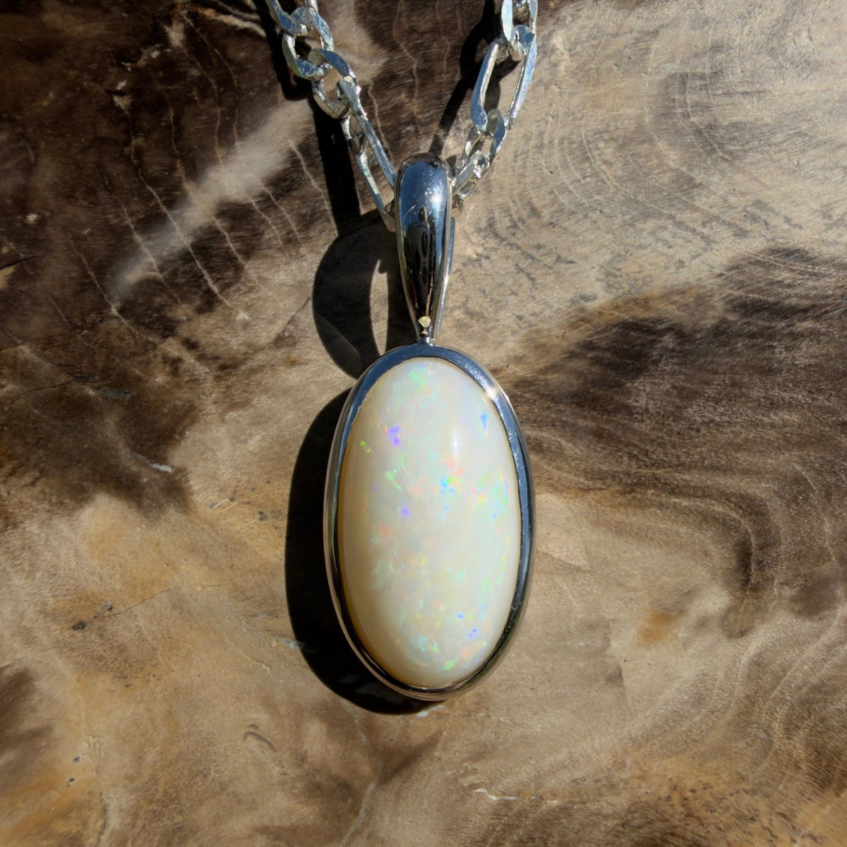 3.5ct Coober Pedy Opal Pendant Necklace ~ 'Lord Howe Spectrum' | 925 Sterling Silver | Solid Australian Opal