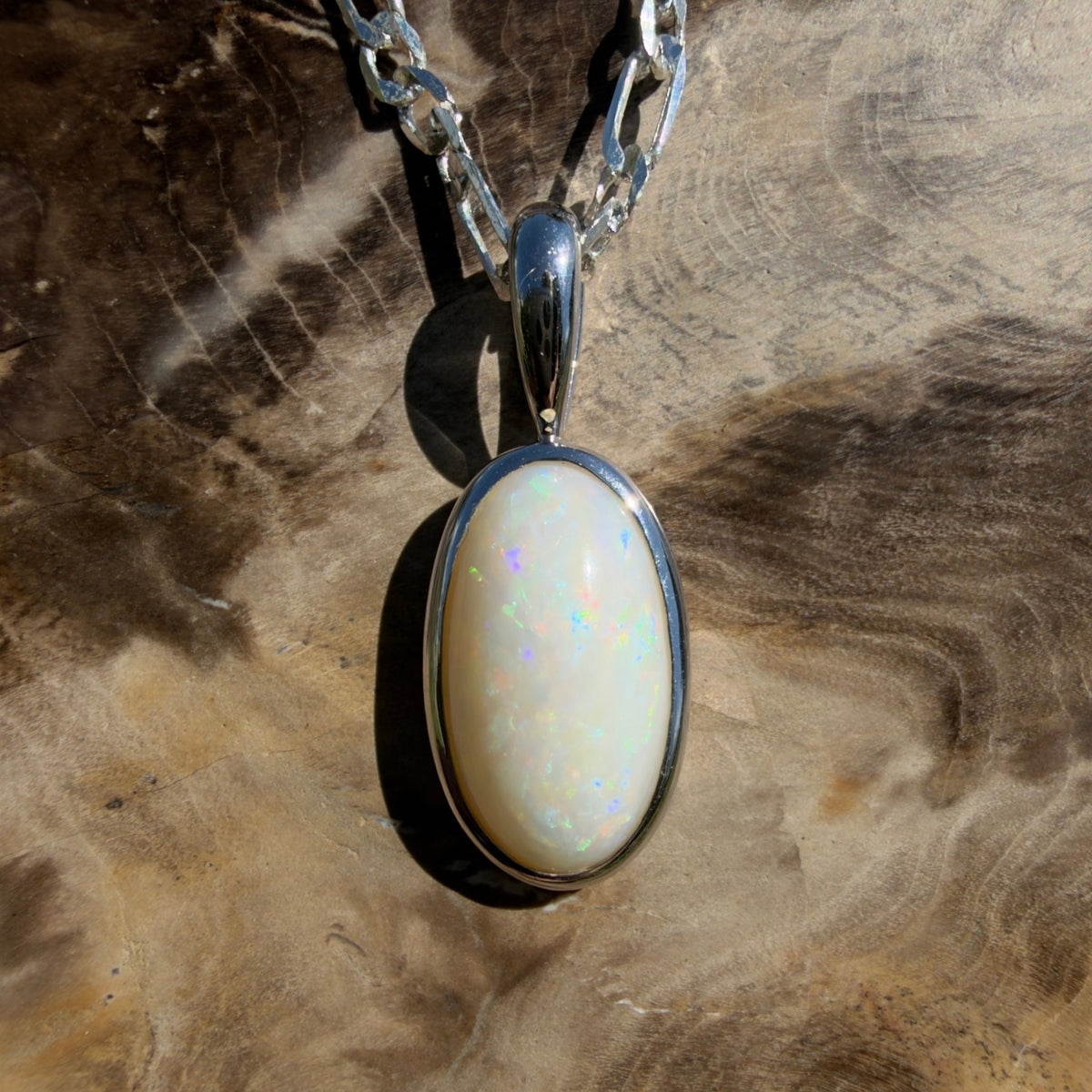 3.5ct Coober Pedy Opal Pendant Necklace ~ 'Lord Howe Spectrum' | 925 Sterling Silver | Solid Australian Opal