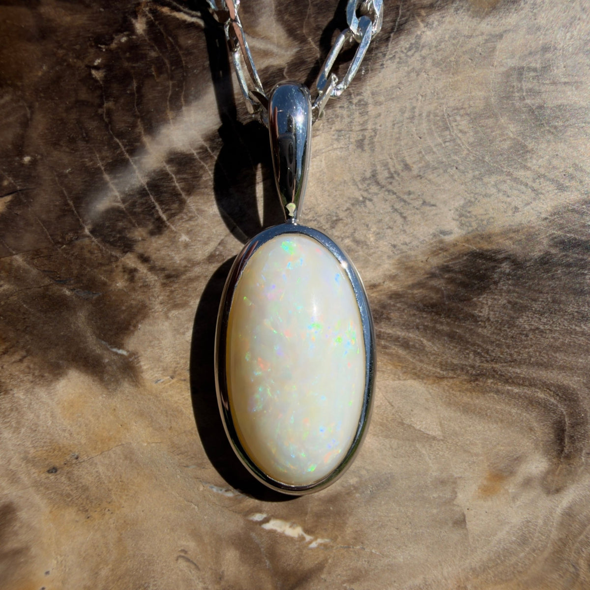 3.5ct Coober Pedy Opal Pendant Necklace ~ 'Lord Howe Spectrum' | 925 Sterling Silver | Solid Australian Opal