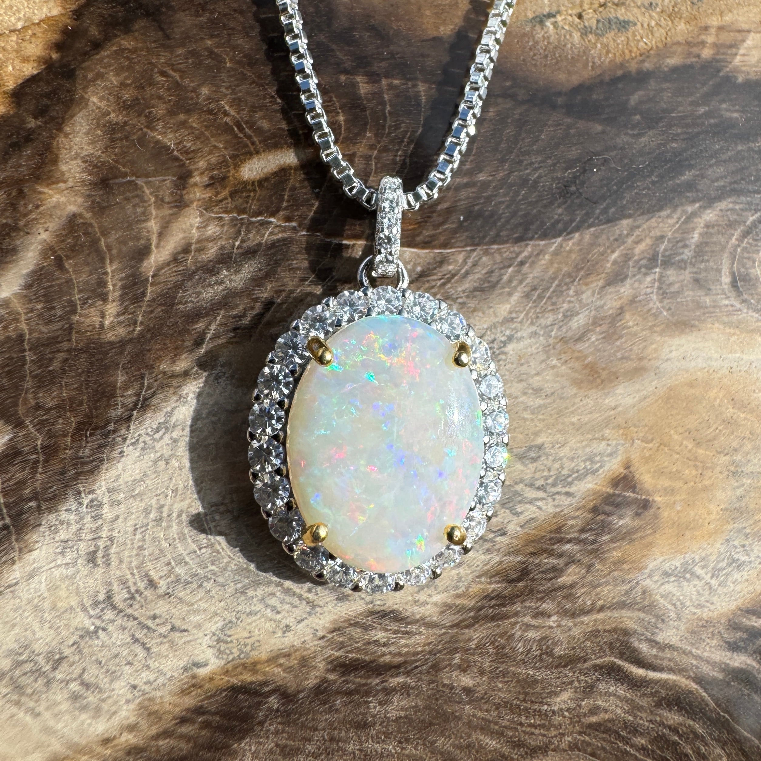 2.8ct Coober Pedy Opal Pendant Necklace ~ 'Wollumbin Caldera' | 925 Sterling Silver | Solid Australian Opal