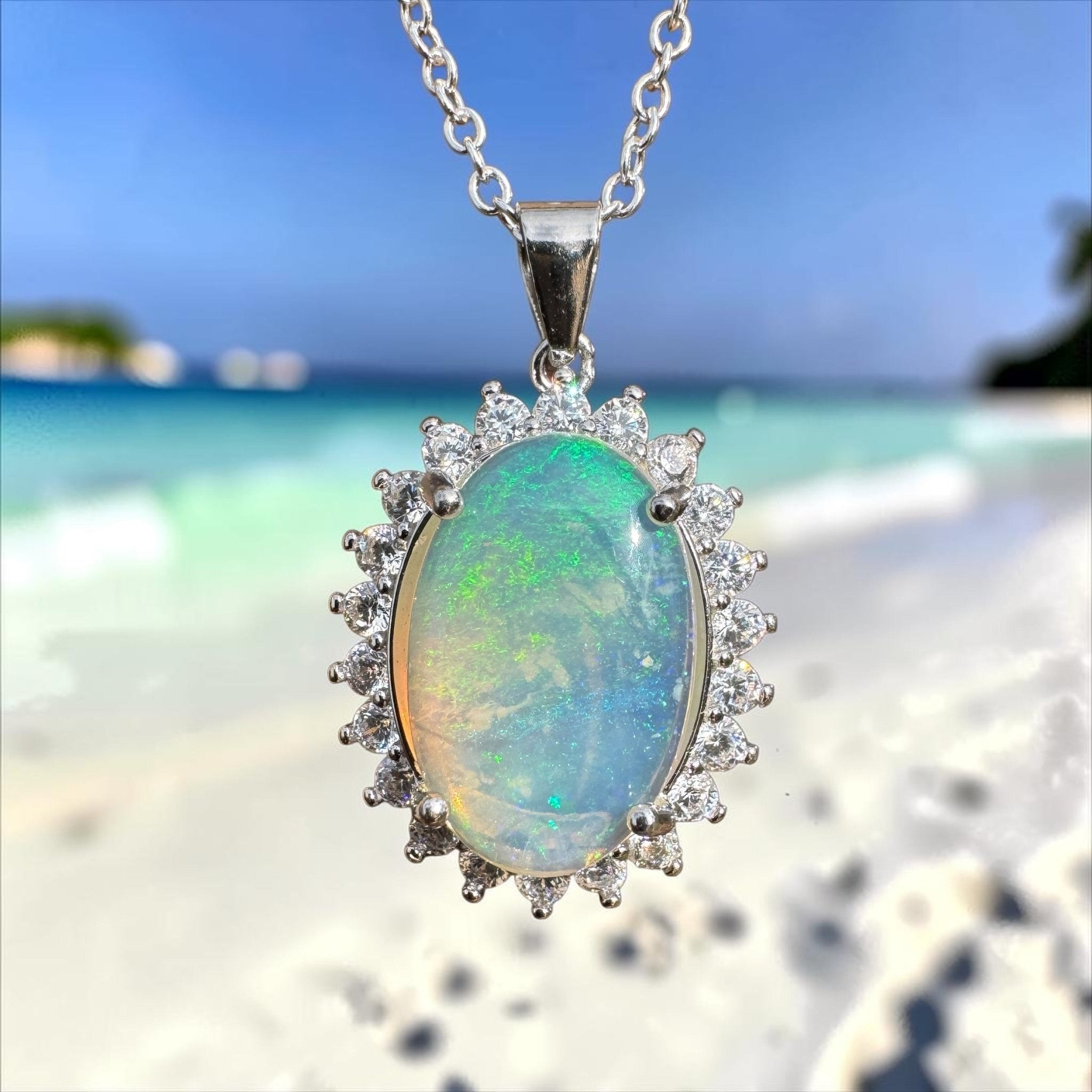 3.6ct Coober Pedy Crystal Opal Pendant Necklace ~ 'Numinbah Valley' | 925 Sterling Silver | Solid Australian Opal