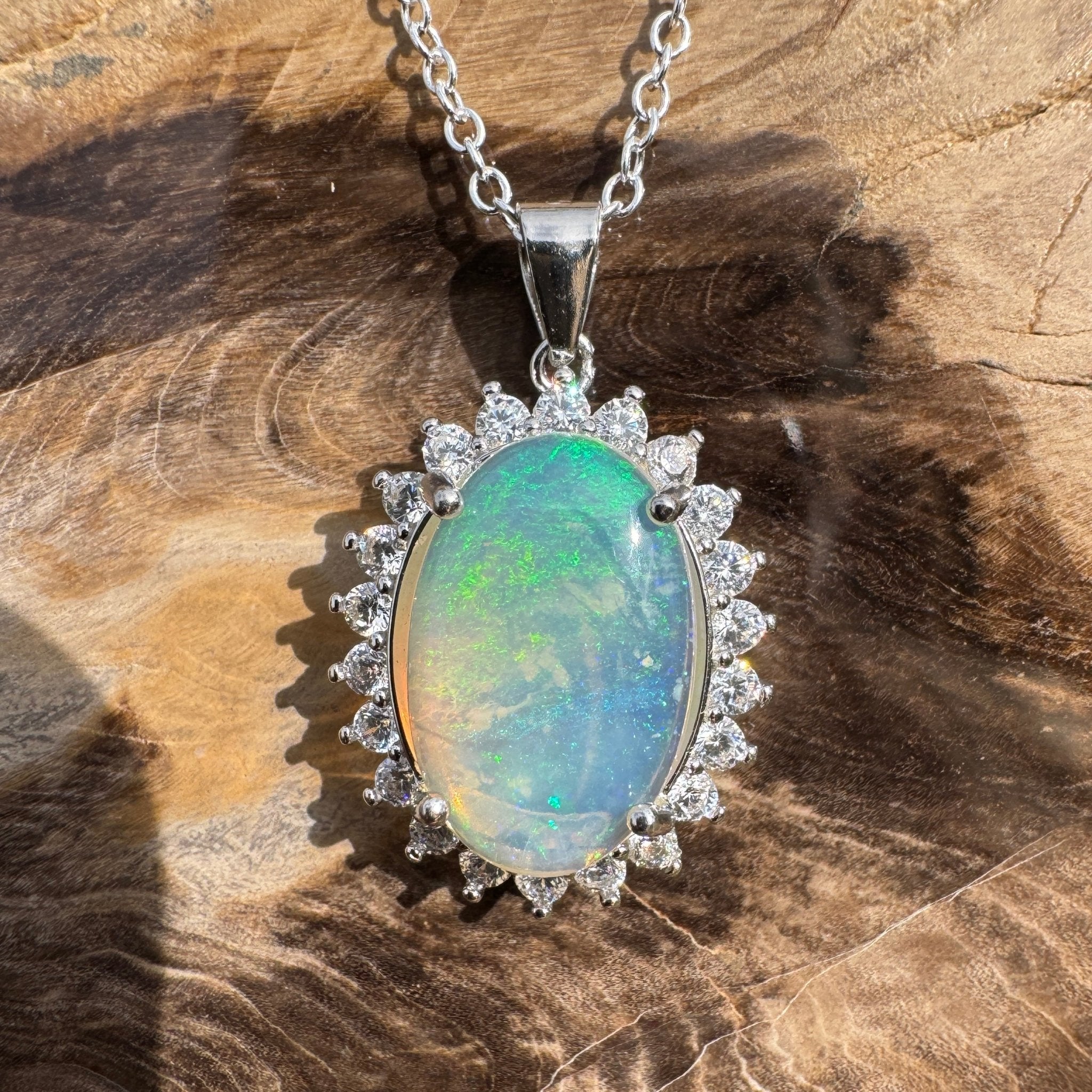 3.6ct Coober Pedy Crystal Opal Pendant Necklace ~ 'Numinbah Valley' | 925 Sterling Silver | Solid Australian Opal