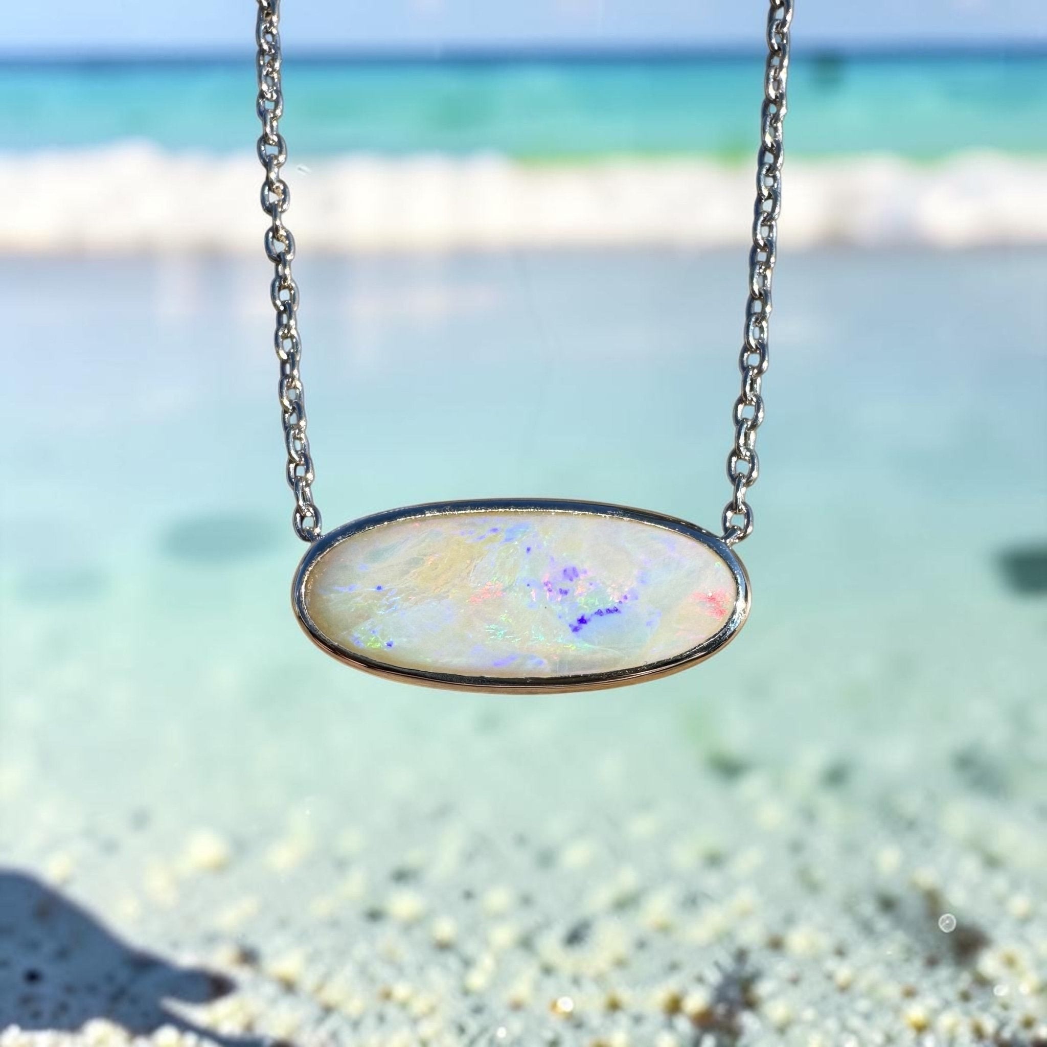 3.6ct Coober Pedy Opal Pendant Necklace ~ 'Nambung Glow' | 925 Sterling Silver | Solid Australian Opal