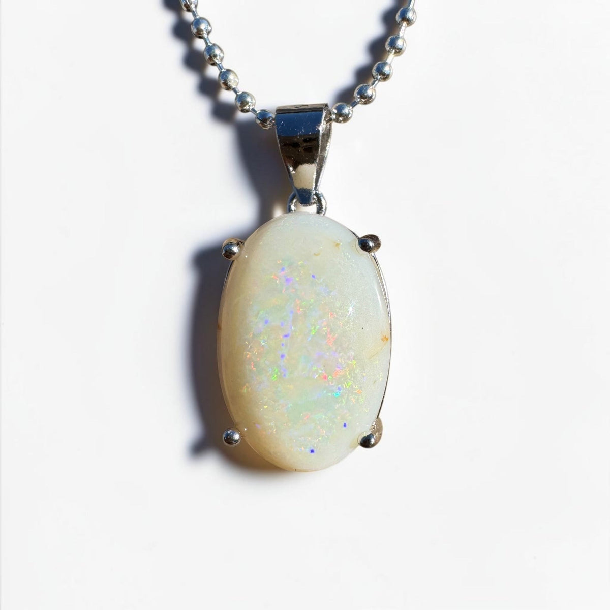 3.6ct Coober Pedy Opal Pendant Necklace ~ 'Walyunga Glow' | 925 Sterling Silver | Solid Australian Opal