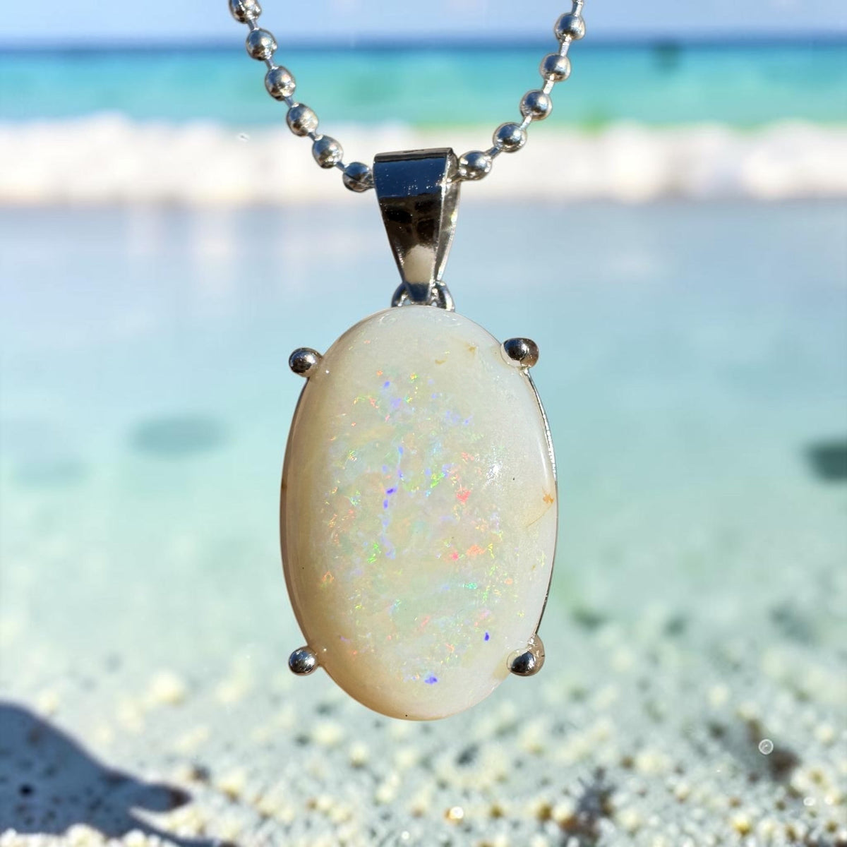 3.6ct Coober Pedy Opal Pendant Necklace ~ 'Walyunga Glow' | 925 Sterling Silver | Solid Australian Opal
