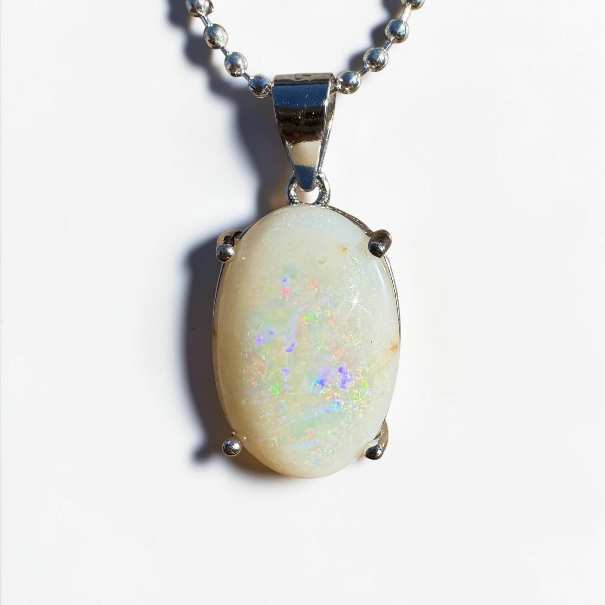 3.6ct Coober Pedy Opal Pendant Necklace ~ 'Walyunga Glow' | 925 Sterling Silver | Solid Australian Opal