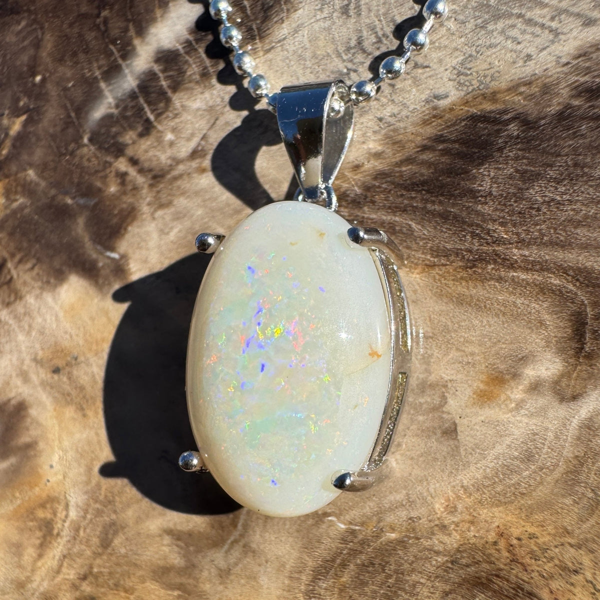 3.6ct Coober Pedy Opal Pendant Necklace ~ 'Walyunga Glow' | 925 Sterling Silver | Solid Australian Opal