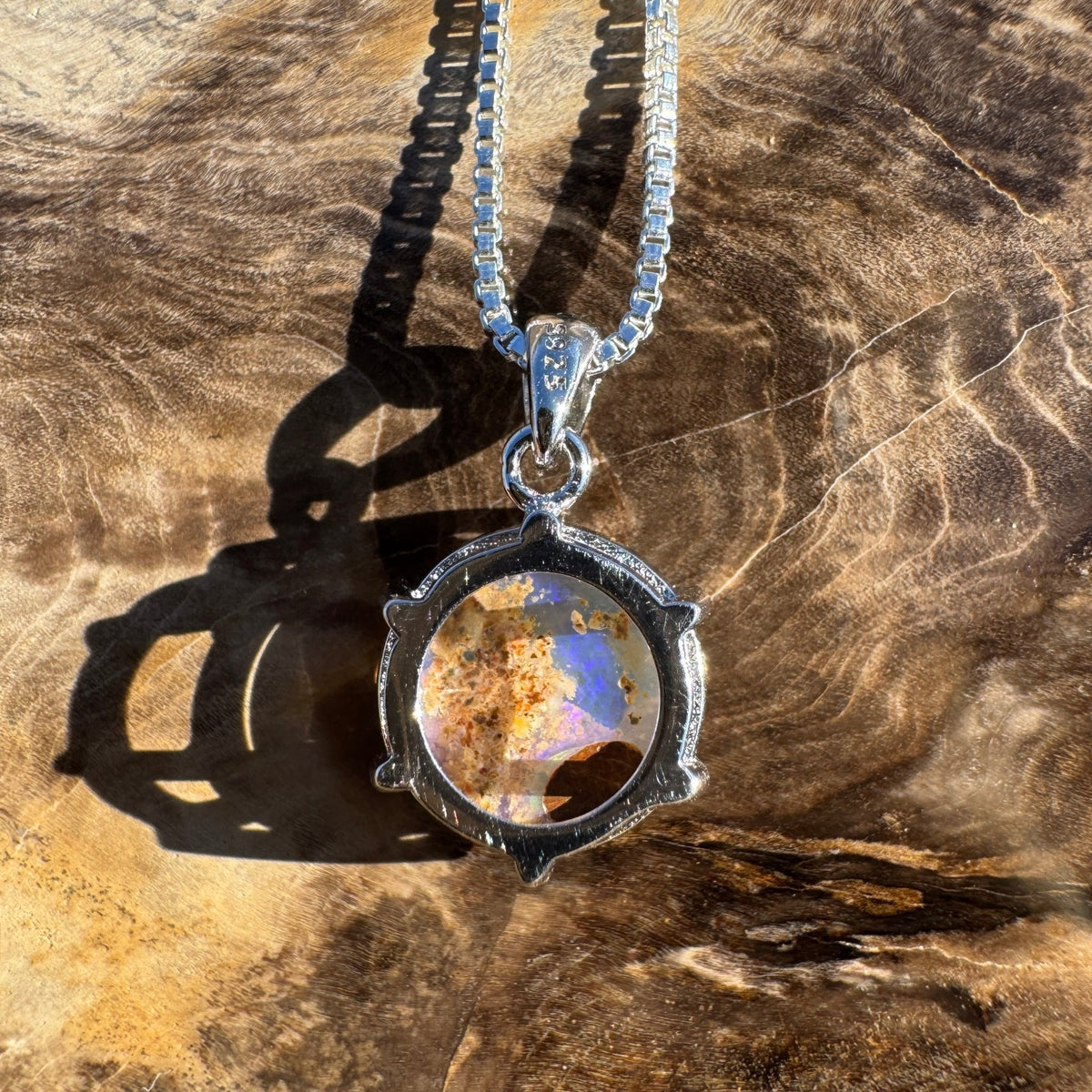 3.6ct Queensland Opal Pendant Necklace ~ 'Boulia Twilight' | 925 Sterling Silver | Solid Australian Opal