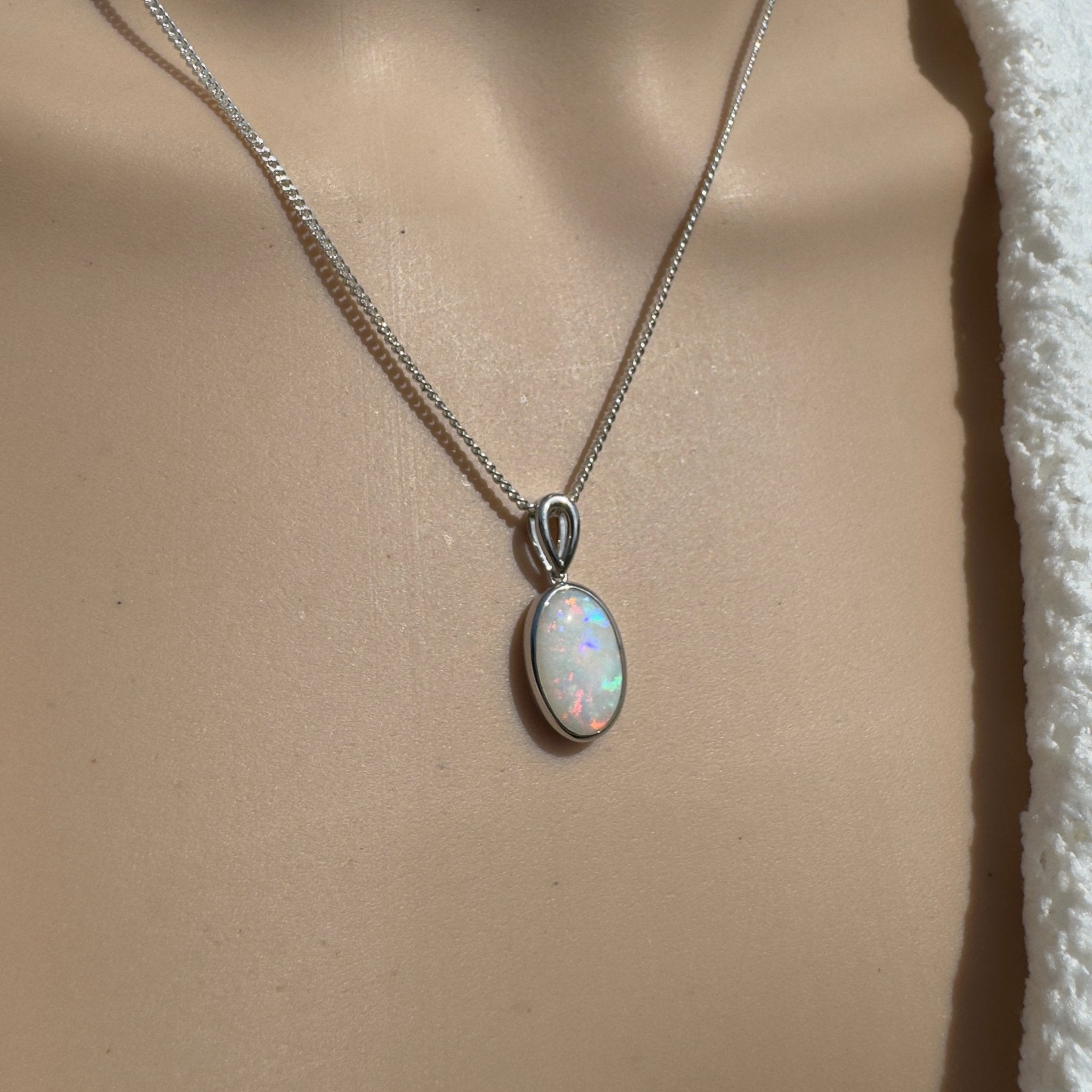 3.75ct Coober Pedy Opal Pendant Necklace ~ 'Binalong Light' | 925 Sterling Silver | Solid Australian Opal