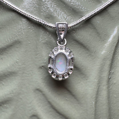 ‘Shimmering Reds' ~ Handcrafted 0.6ct Solid Coober Pedy Opal and Cubic Zirconia Sterling Silver Pendant