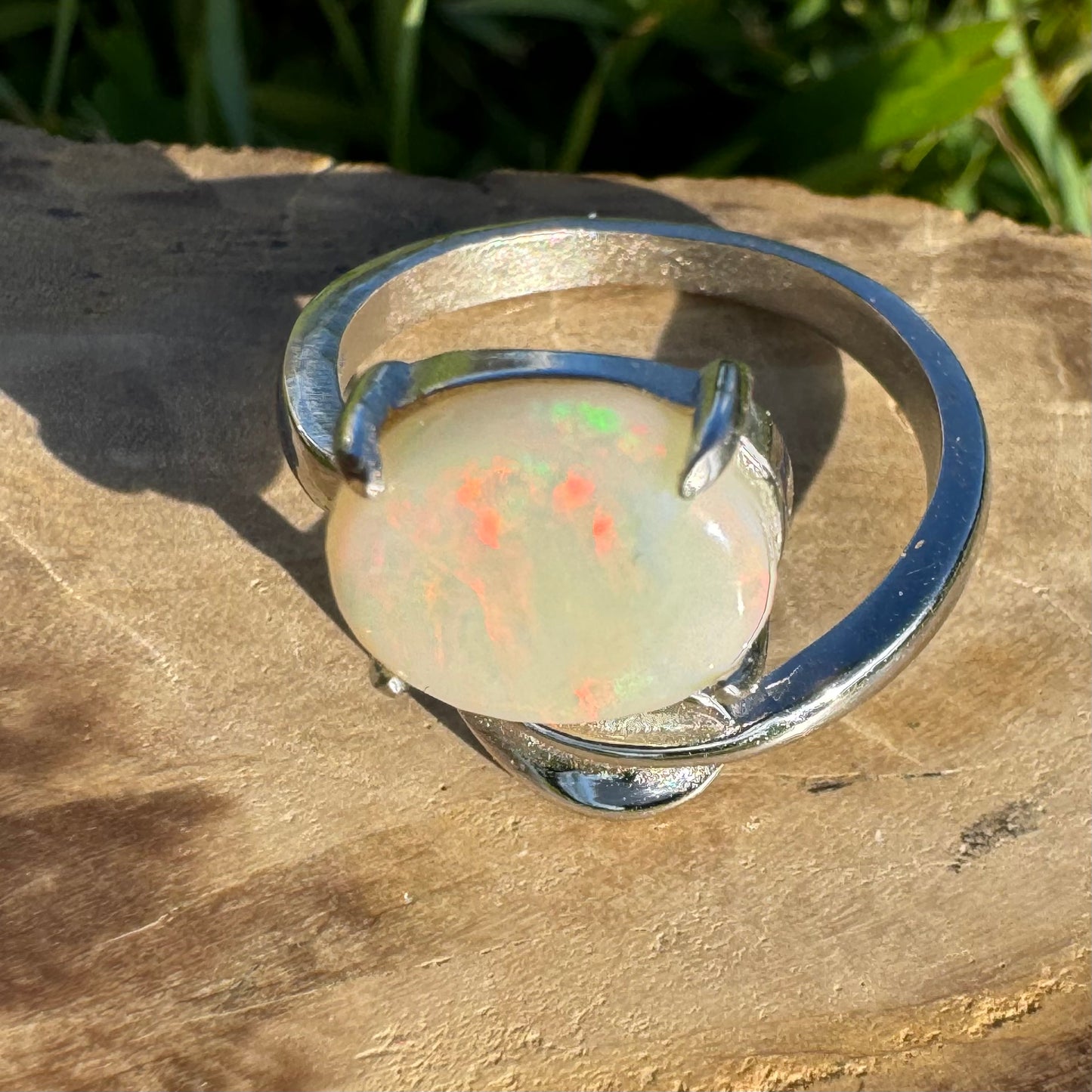 Handcrafted 2.4ct Solid Lighting Ridge Opal Sterling Silver Ring