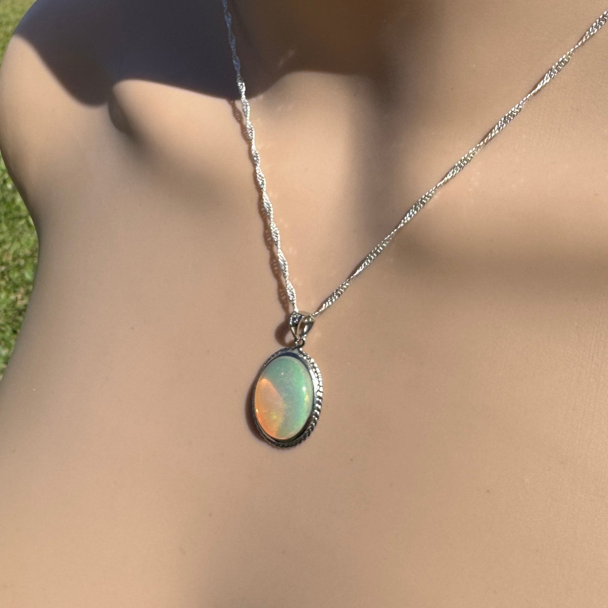 3.7ct Coober Pedy Opal Pendant Necklace ~ 'Coffin Bay Calm' | 925 Sterling Silver | Solid Australian Opal