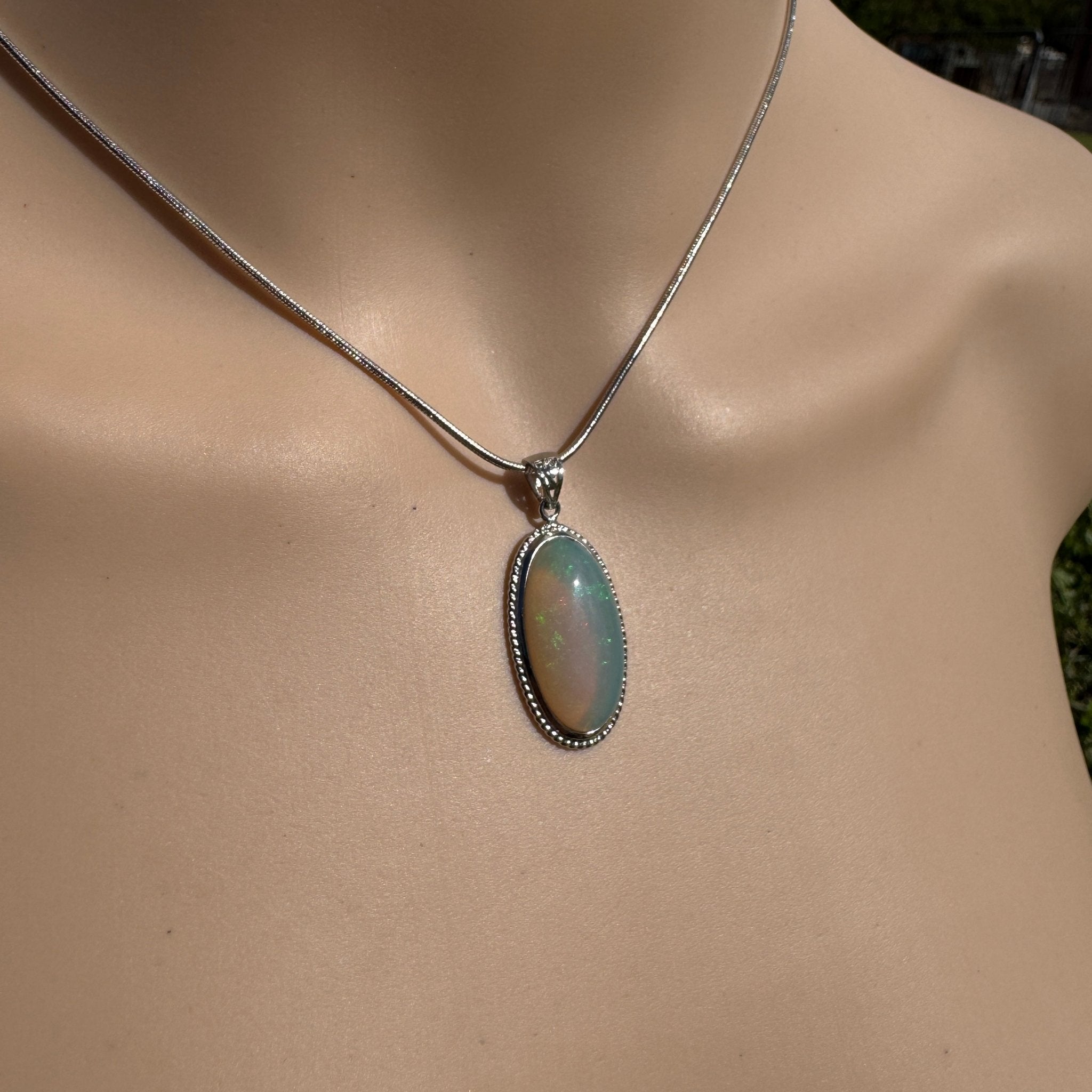 3.8ct Coober Pedy Crystal Opal Pendant Necklace ~ 'Kalbarri Blaze' | 925 Sterling Silver | Solid Australian Opal