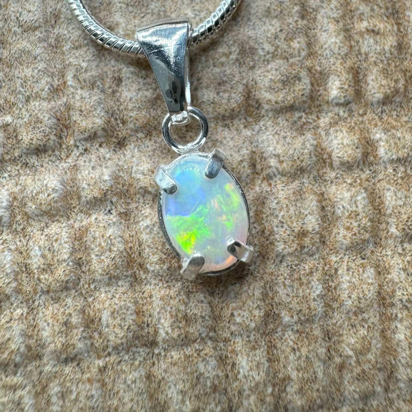 'Reef Radiance' ~ Handcrafted 0.6ct Solid Lightning Ridge Opal Sterling Silver Pendant