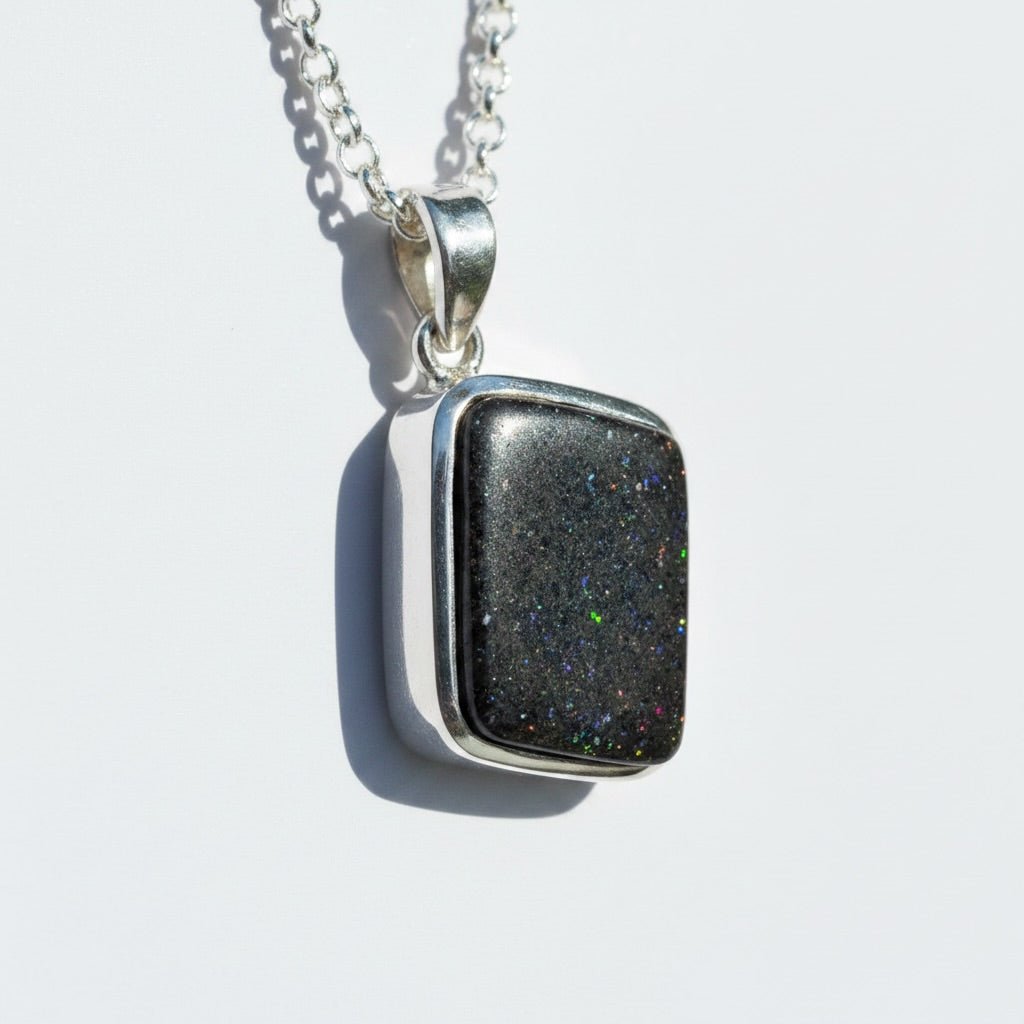 39ct Andamooka Matrix Opal Pendant Necklace | 925 Sterling Silver | Solid Australian Opal