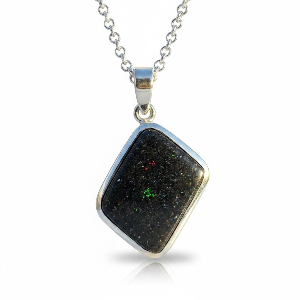 39ct Andamooka Matrix Opal Pendant Necklace | 925 Sterling Silver | Solid Australian Opal