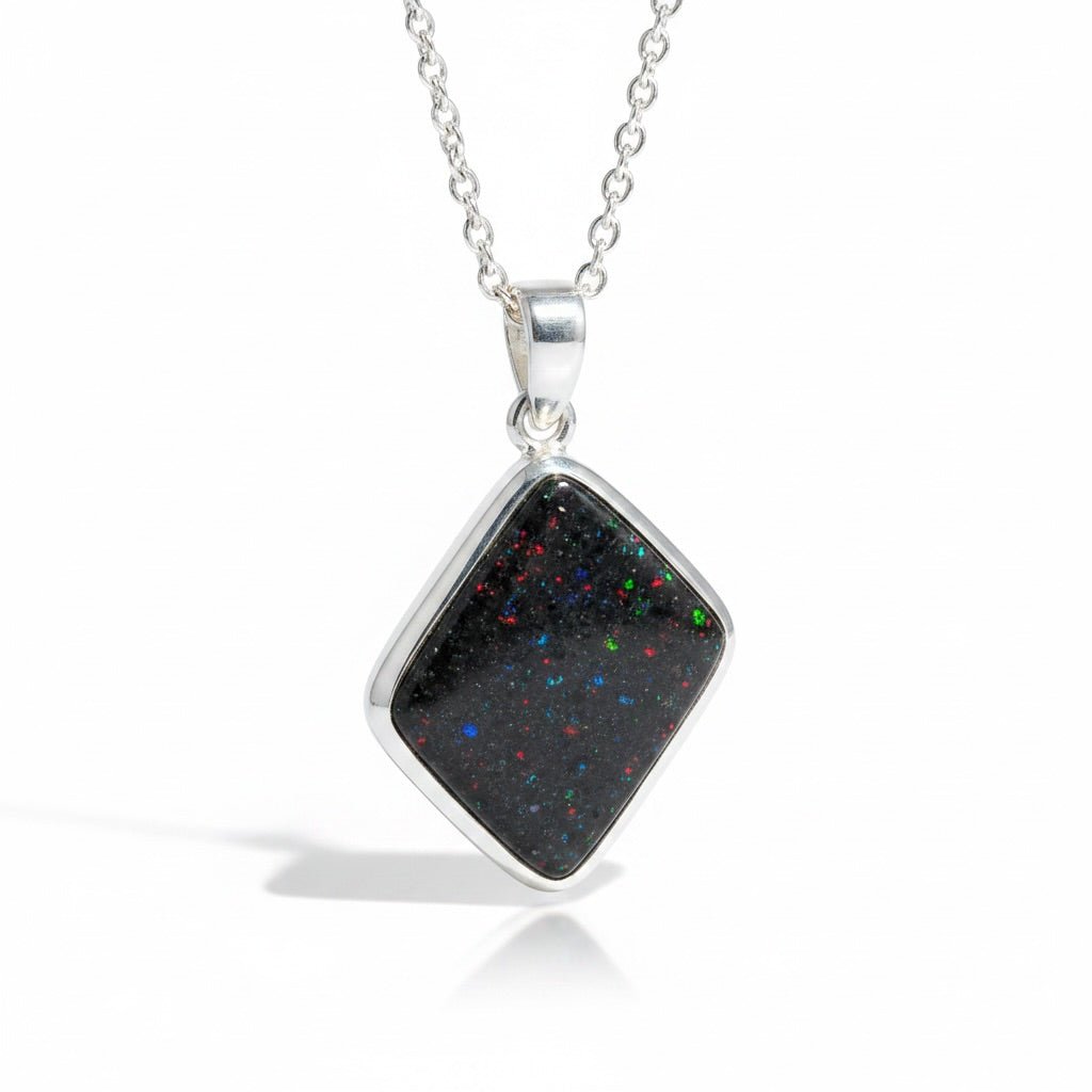 39ct Andamooka Matrix Opal Pendant Necklace | 925 Sterling Silver | Solid Australian Opal