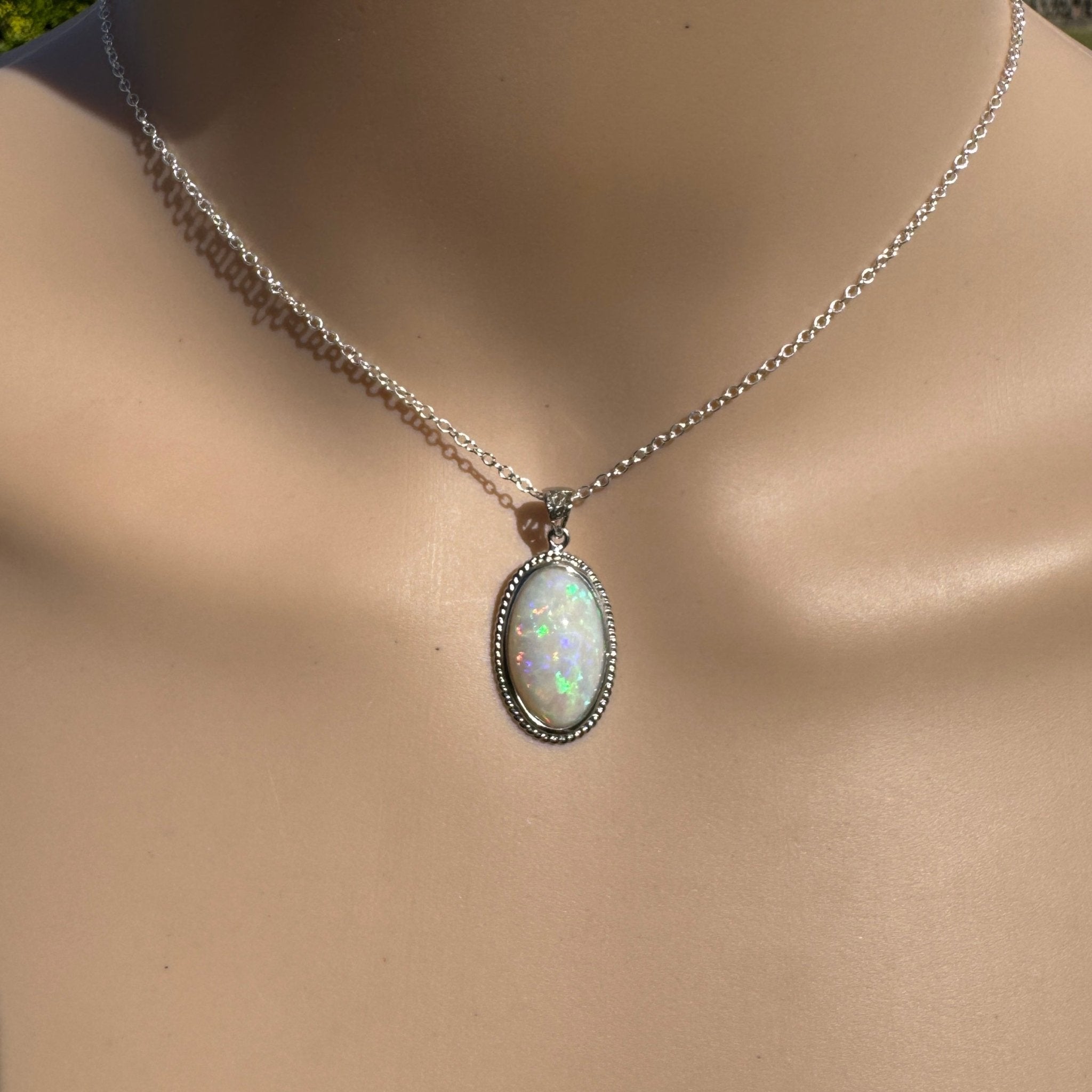 3.9ct Coober Pedy Opal Pendant Necklace ~ 'Exmouth Gulf Flare' | 925 Sterling Silver | Solid Australian Opal