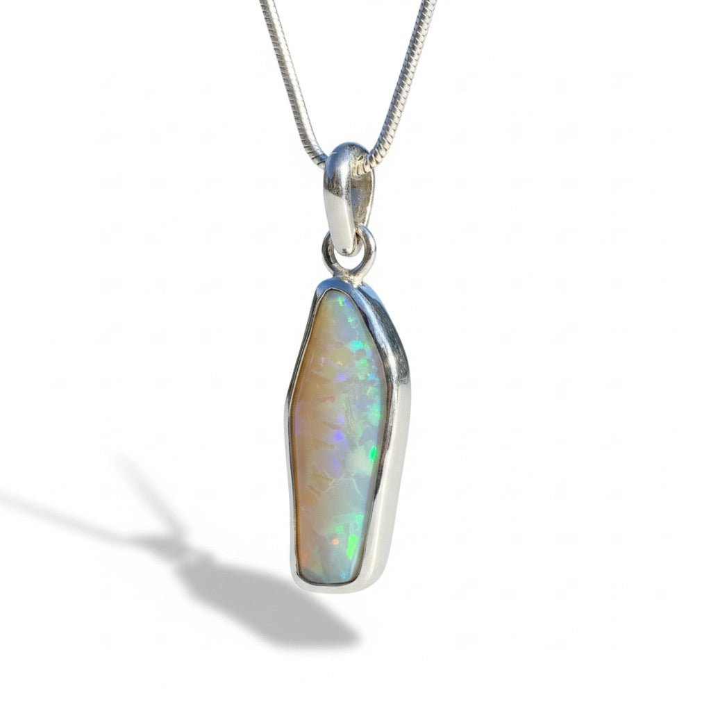 3.9ct Lightning Ridge Opal Pendant Necklace ~ 'Daintree Fire' | 925 Sterling Silver | Solid Australian Opal