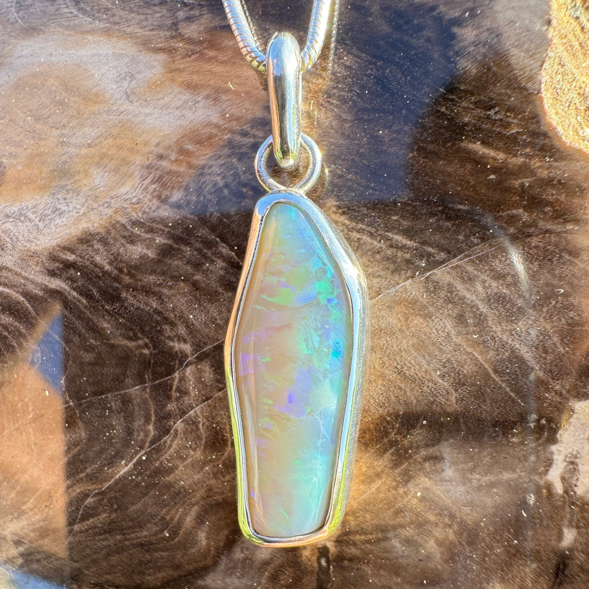 3.9ct Lightning Ridge Opal Pendant Necklace ~ 'Daintree Fire' | 925 Sterling Silver | Solid Australian Opal
